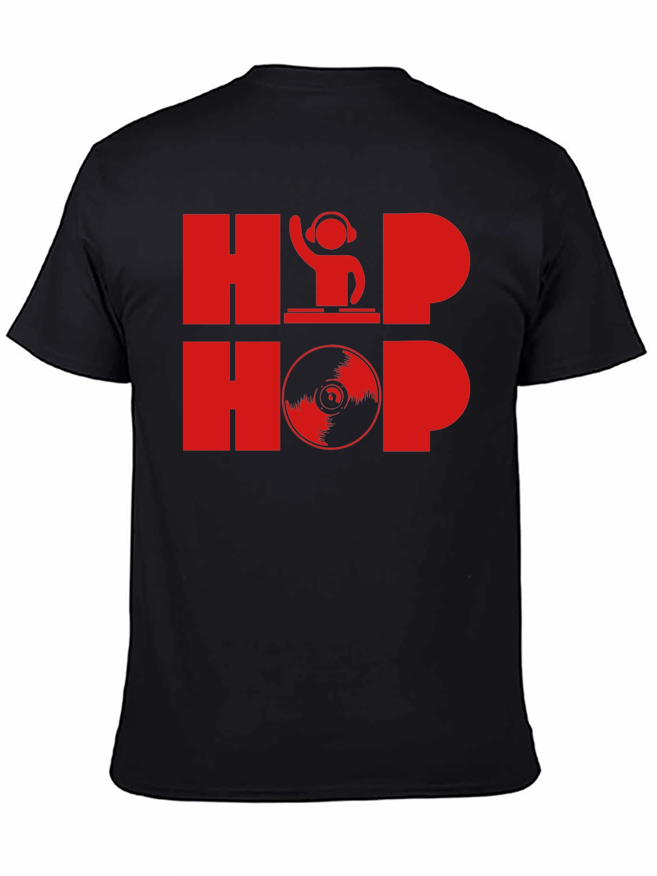 Black Hip Hop DJ Graphic T-Shirt - Black view 4