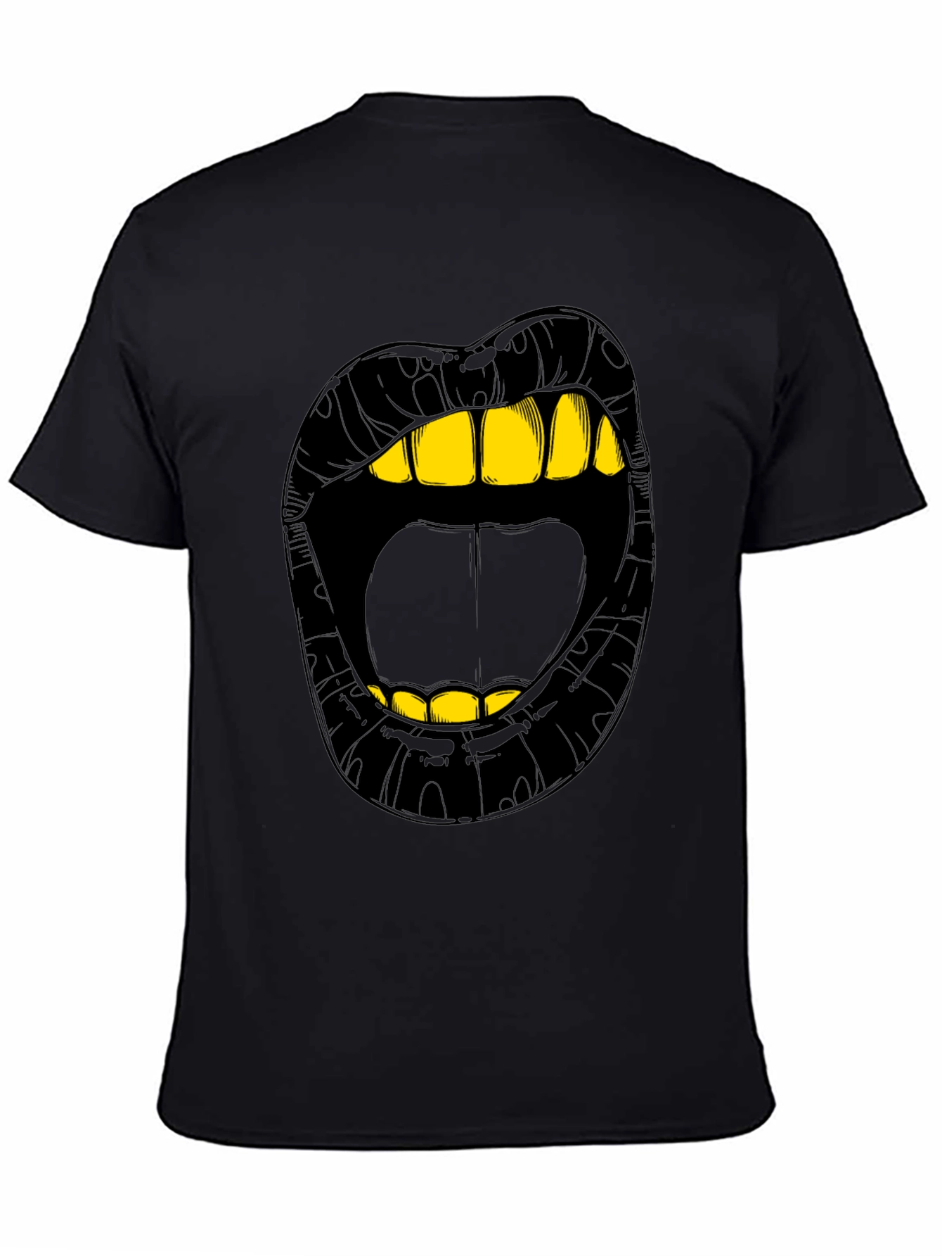 Black Bold Lip Graphic Tee - Gold Teeth Black Shirt view 4
