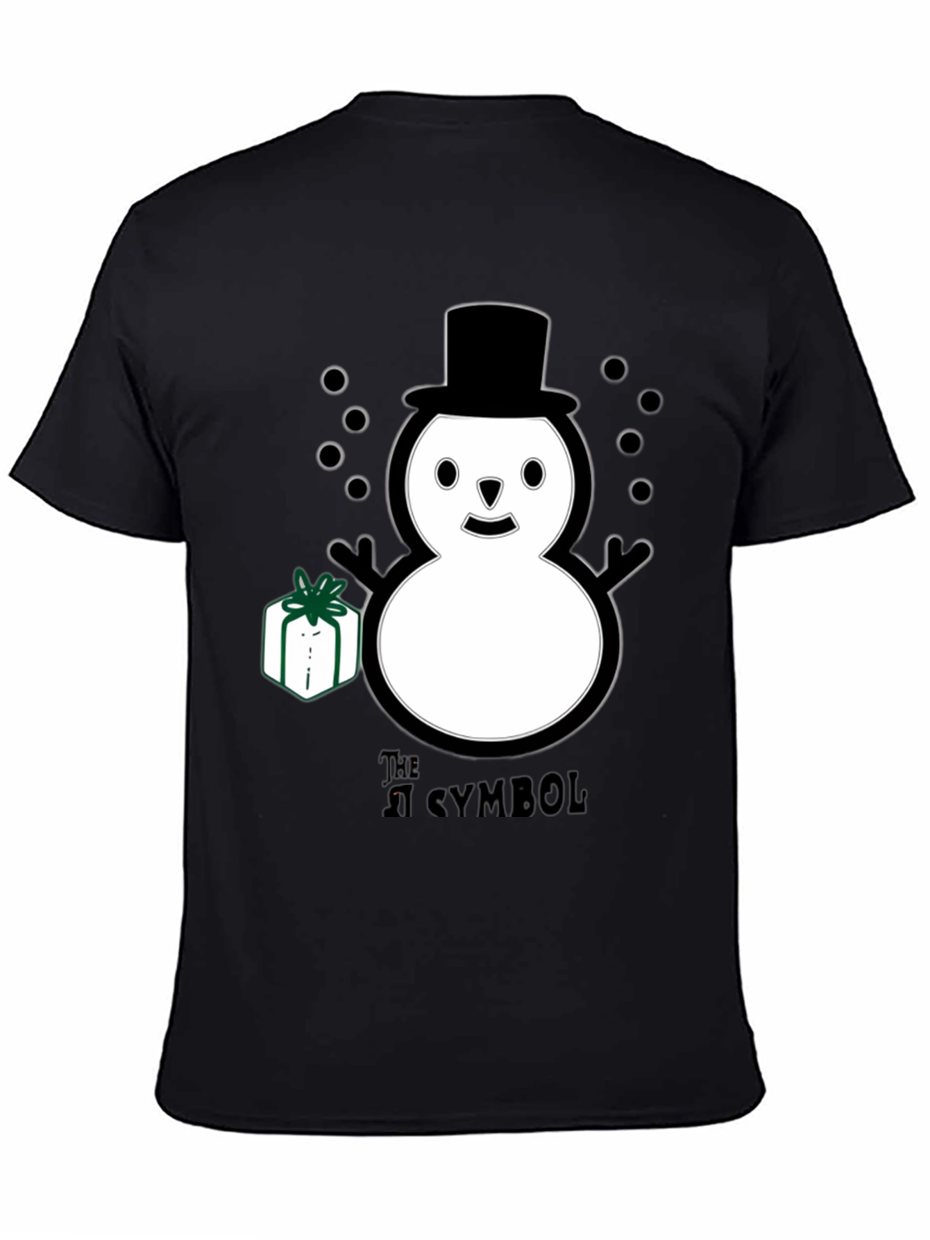 Black Whimsical Snowman T-Shirt view 4