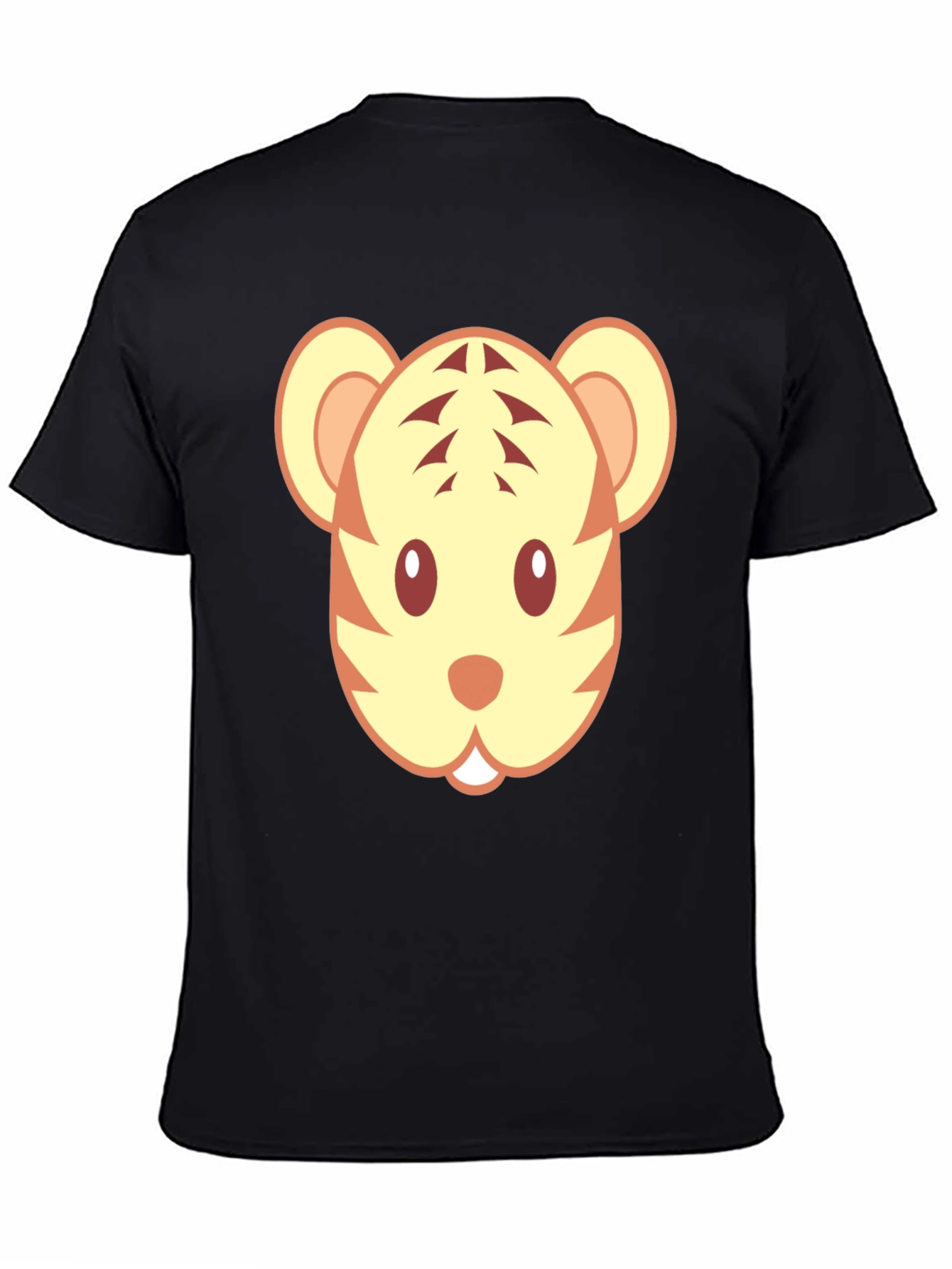 Black Cute Tiger Face Graphic Black T-Shirt view 4