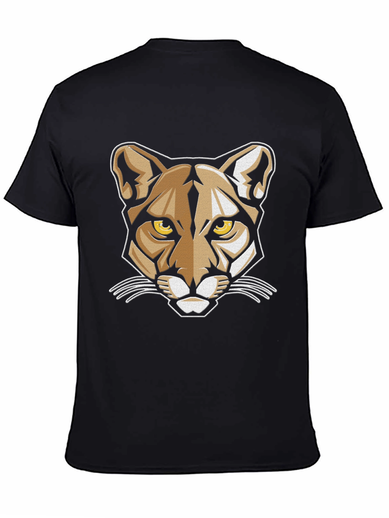 Black Cool Cat Graphic Tee - Black Crew Neck T-Shirt view 4