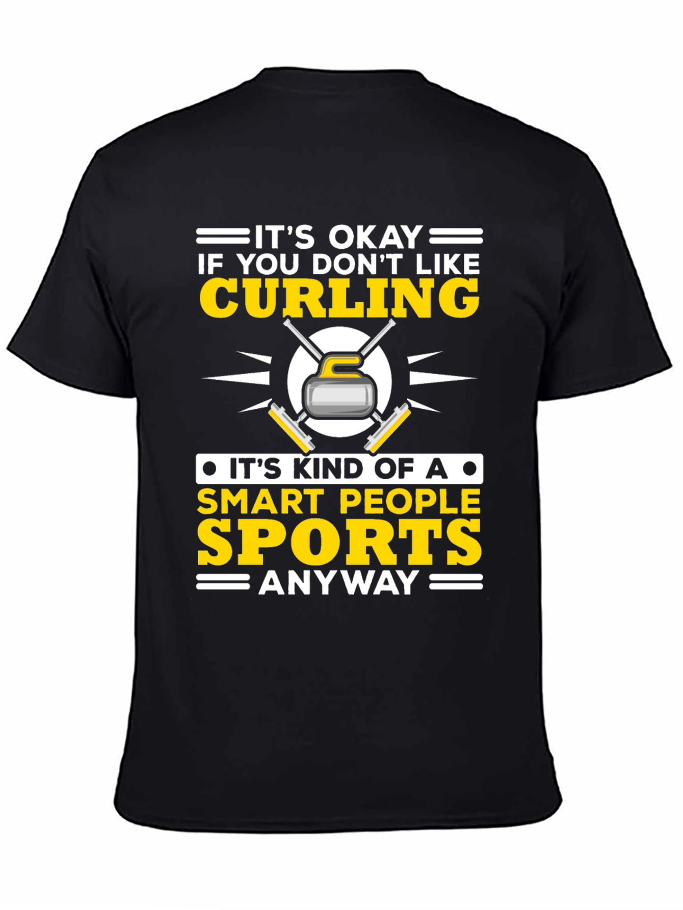 Black Funny Curling Smart People Sports T-Shirt view 4