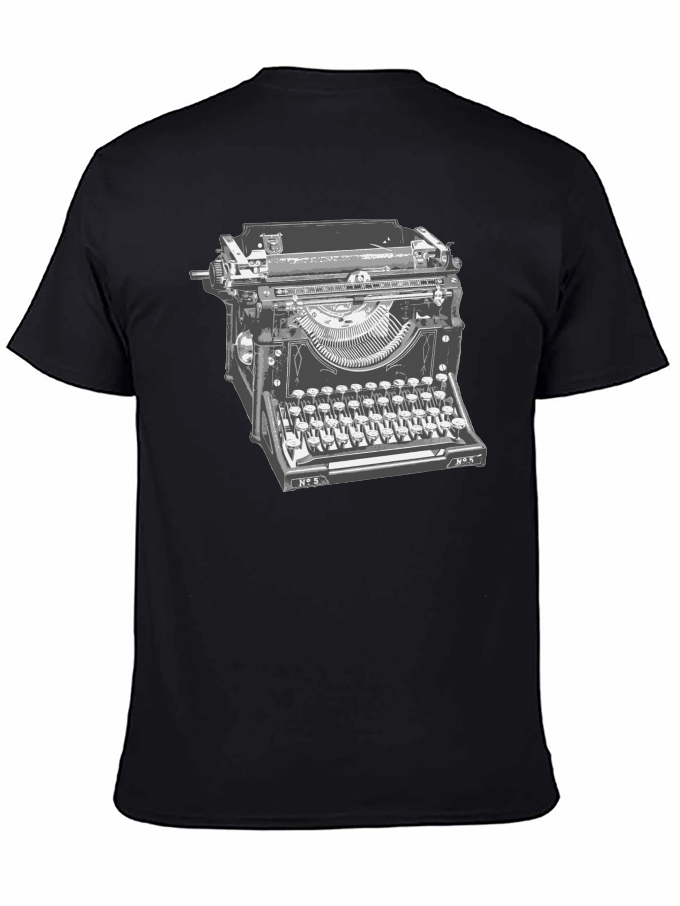 Black Vintage Typewriter Graphic T-Shirt - Classic Writer Tee view 4