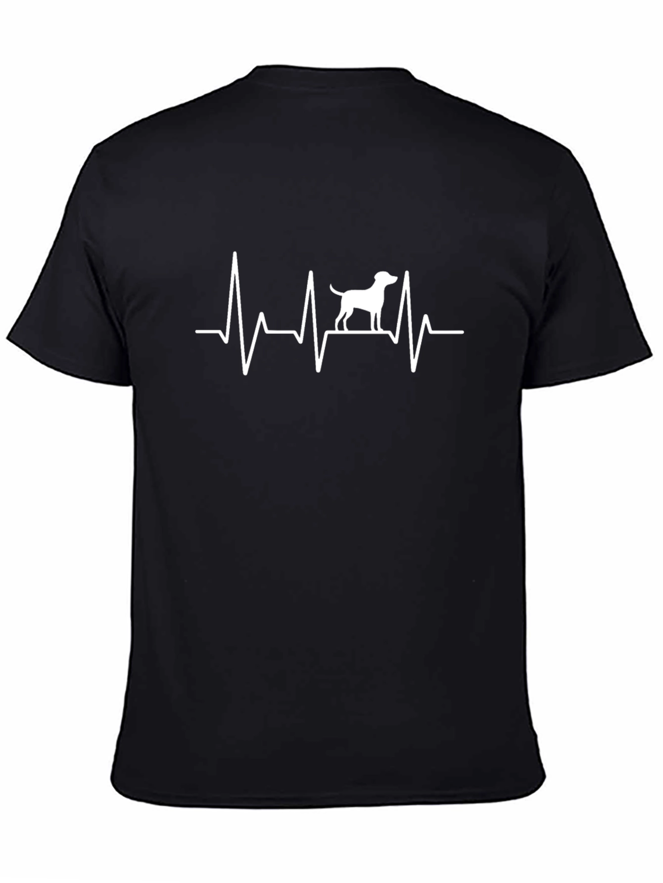 Black Dog Heartbeat Graphic Tee - Unisex Black Cotton T-Shirt view 4