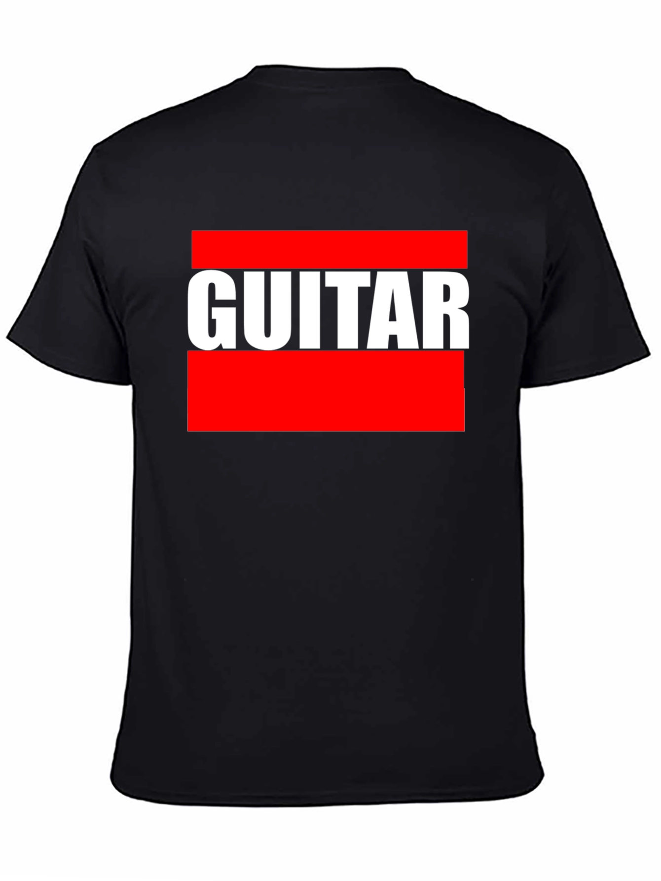 Black Guitar T-Shirt - Bold Red and White Design view 4