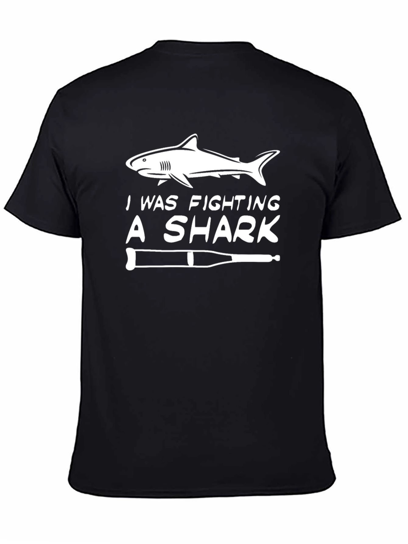 Black Funny Shark Fighting Injury T-Shirt view 4
