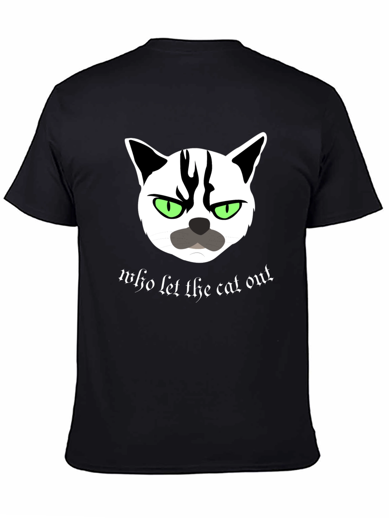 Black Grumpy Cat T-Shirt - Who Let The Cat Out? view 4