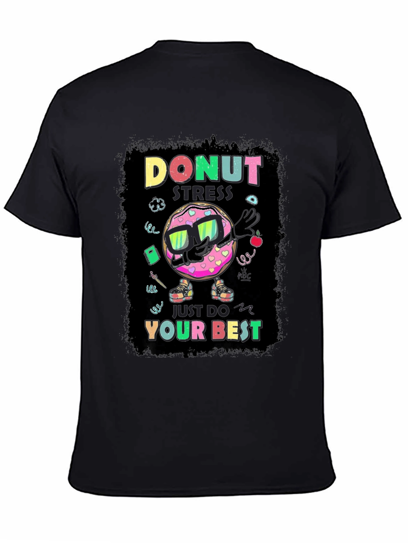 Black Donut Stress T-Shirt - Funny Motivational Tee view 4