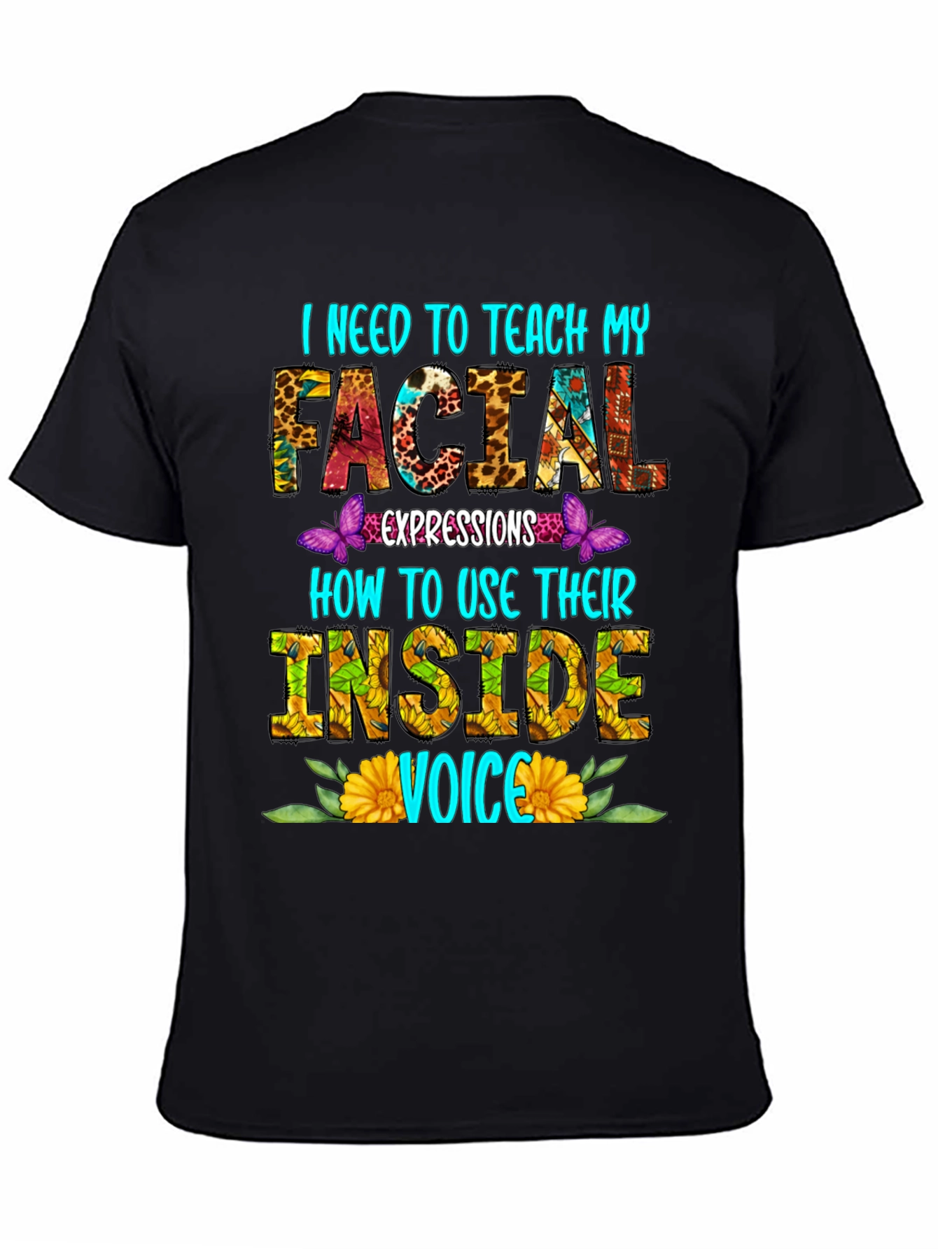 Black Teach Facial Expressions T-Shirt view 4