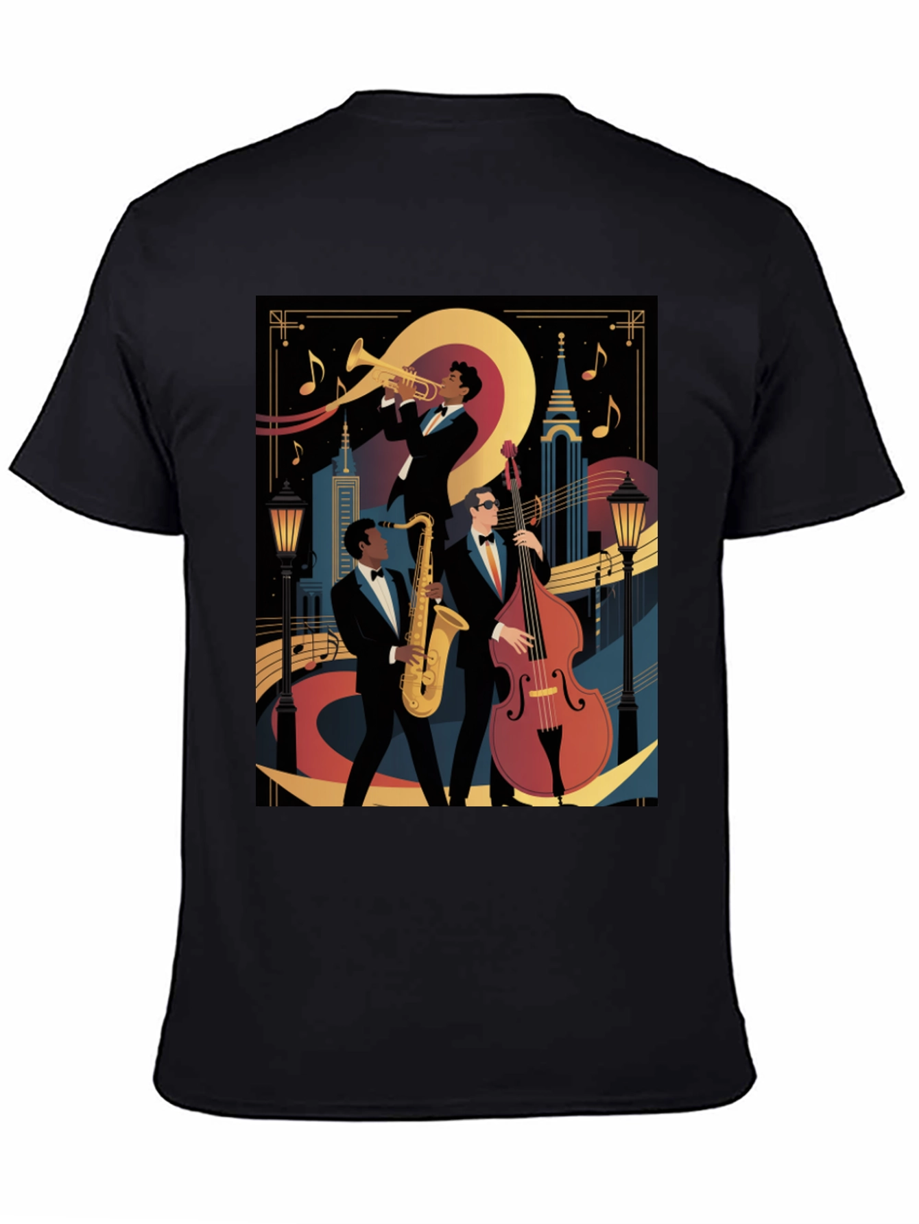 Black Jazz Band Graphic Black T-Shirt view 4