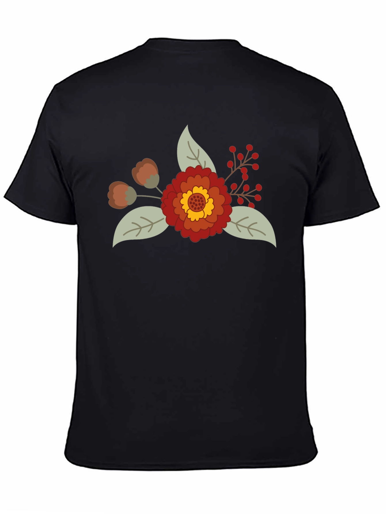 Black Floral Graphic Tee - Black Cotton Blend view 4