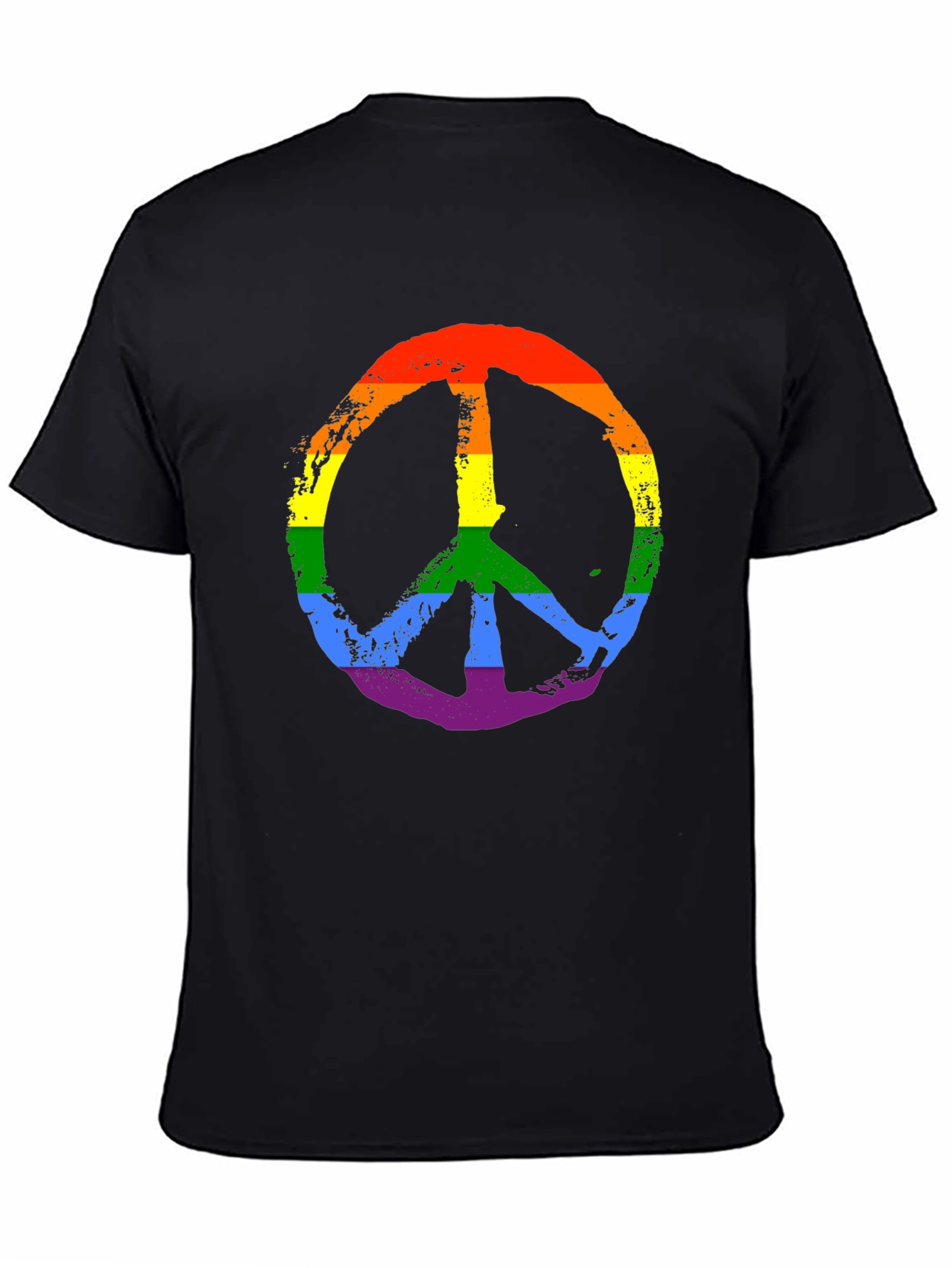 Black Rainbow Peace Sign Graphic Tee - Black Unisex T-Shirt view 4