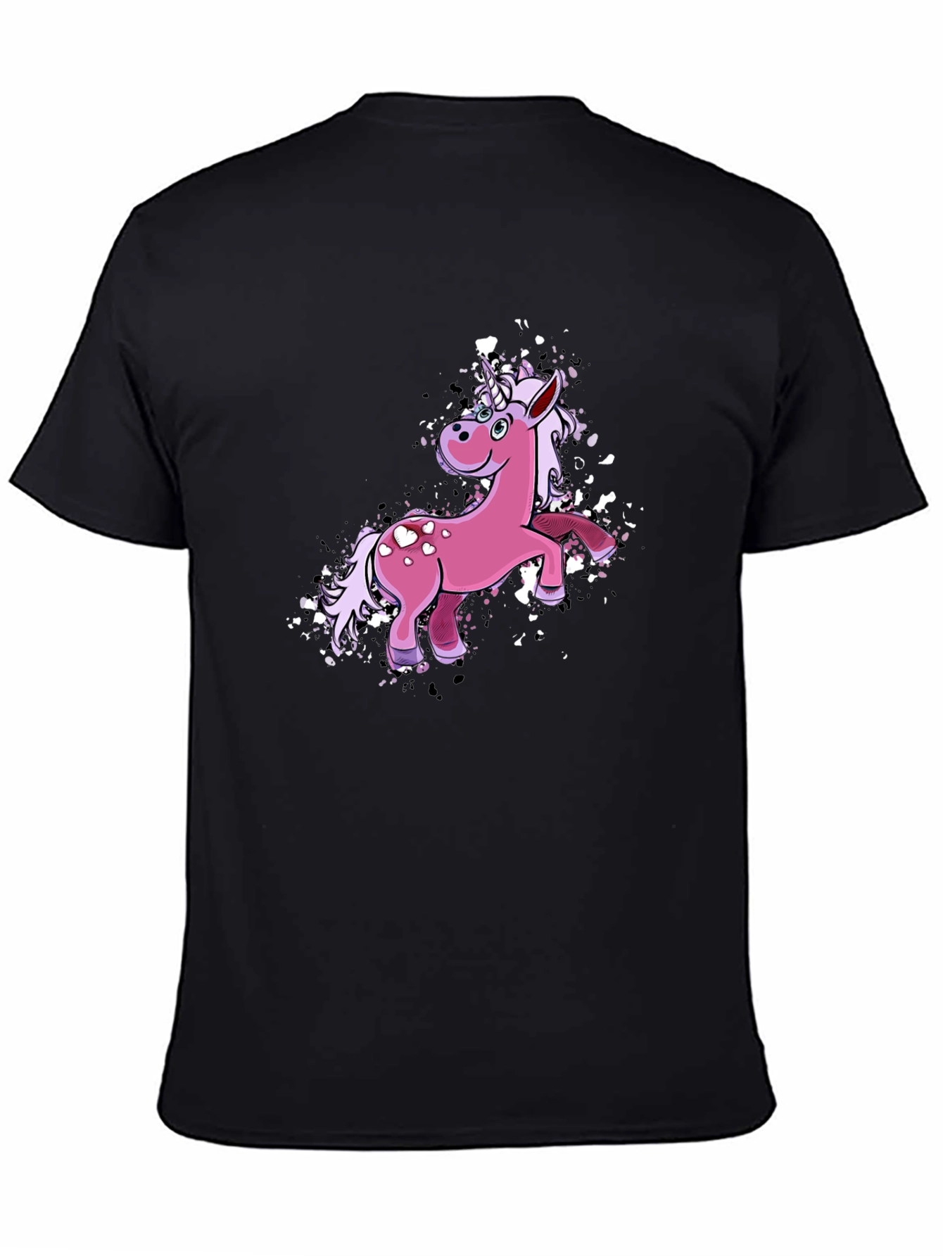 Black Unicorn Graphic Tee - Black Cotton Blend T-Shirt view 4