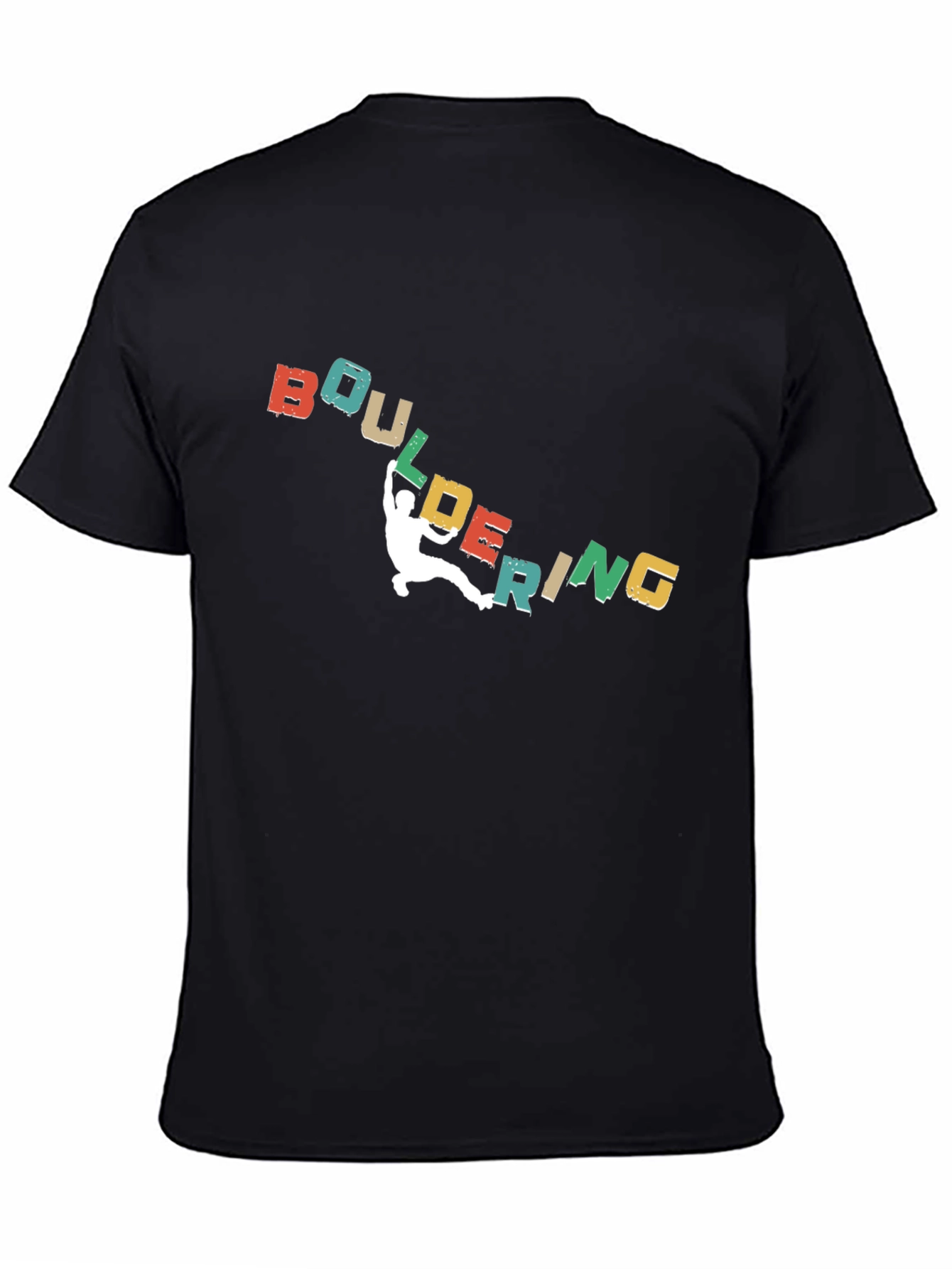 Black Bouldering Retro Graphic T-Shirt for Climbers view 4