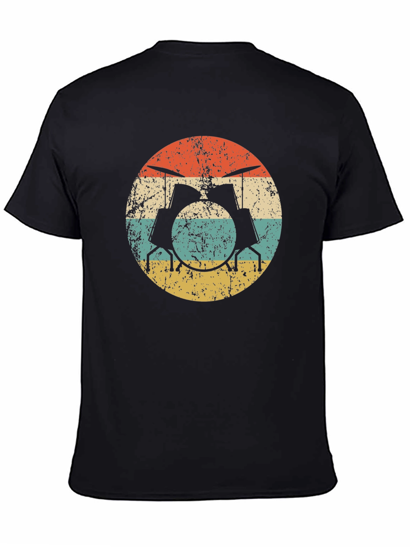 Black Vintage Drum Set Graphic Tee - Black view 4