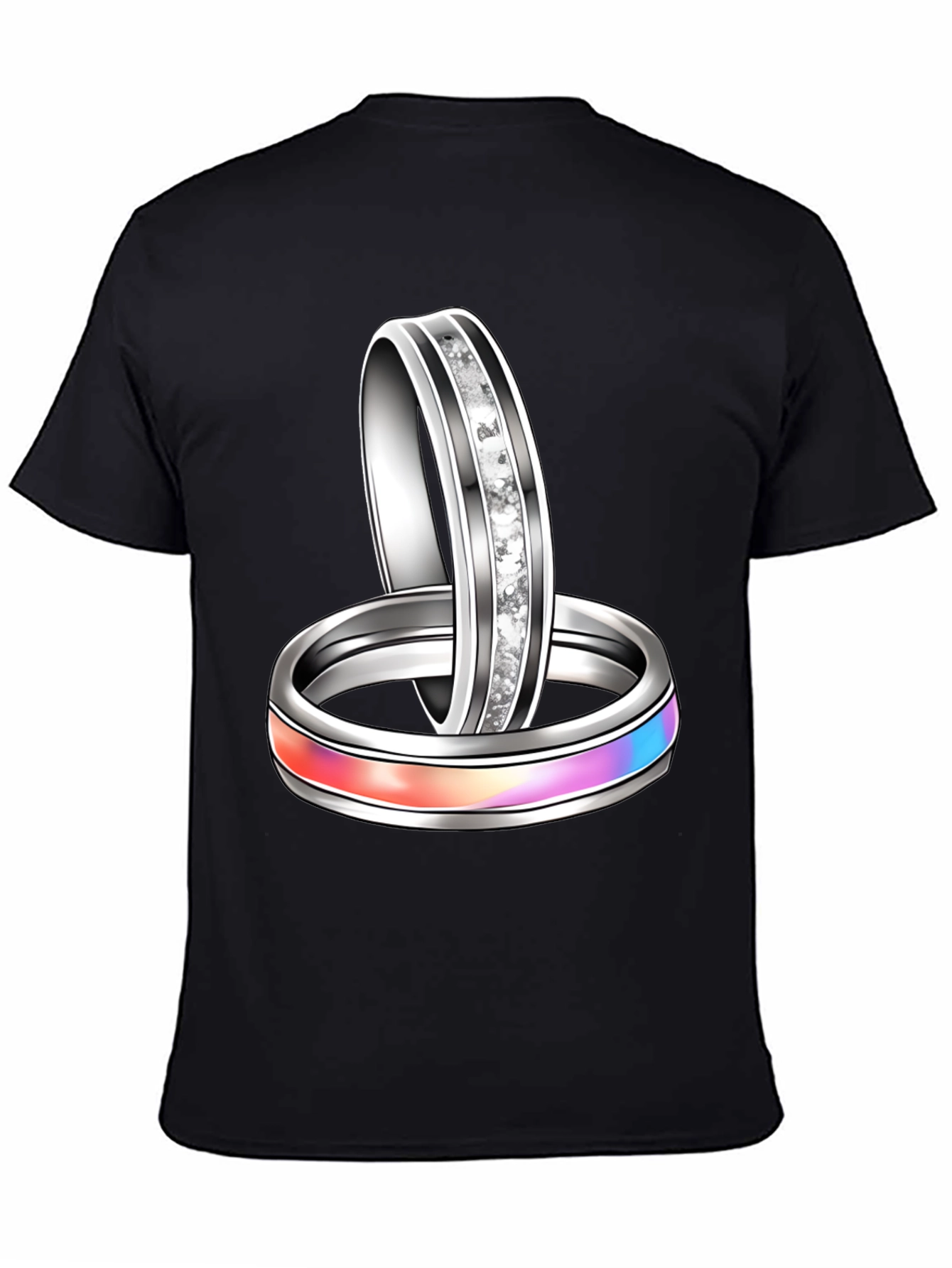 Black Rings Graphic T-Shirt Novelty Fashion Top view 4