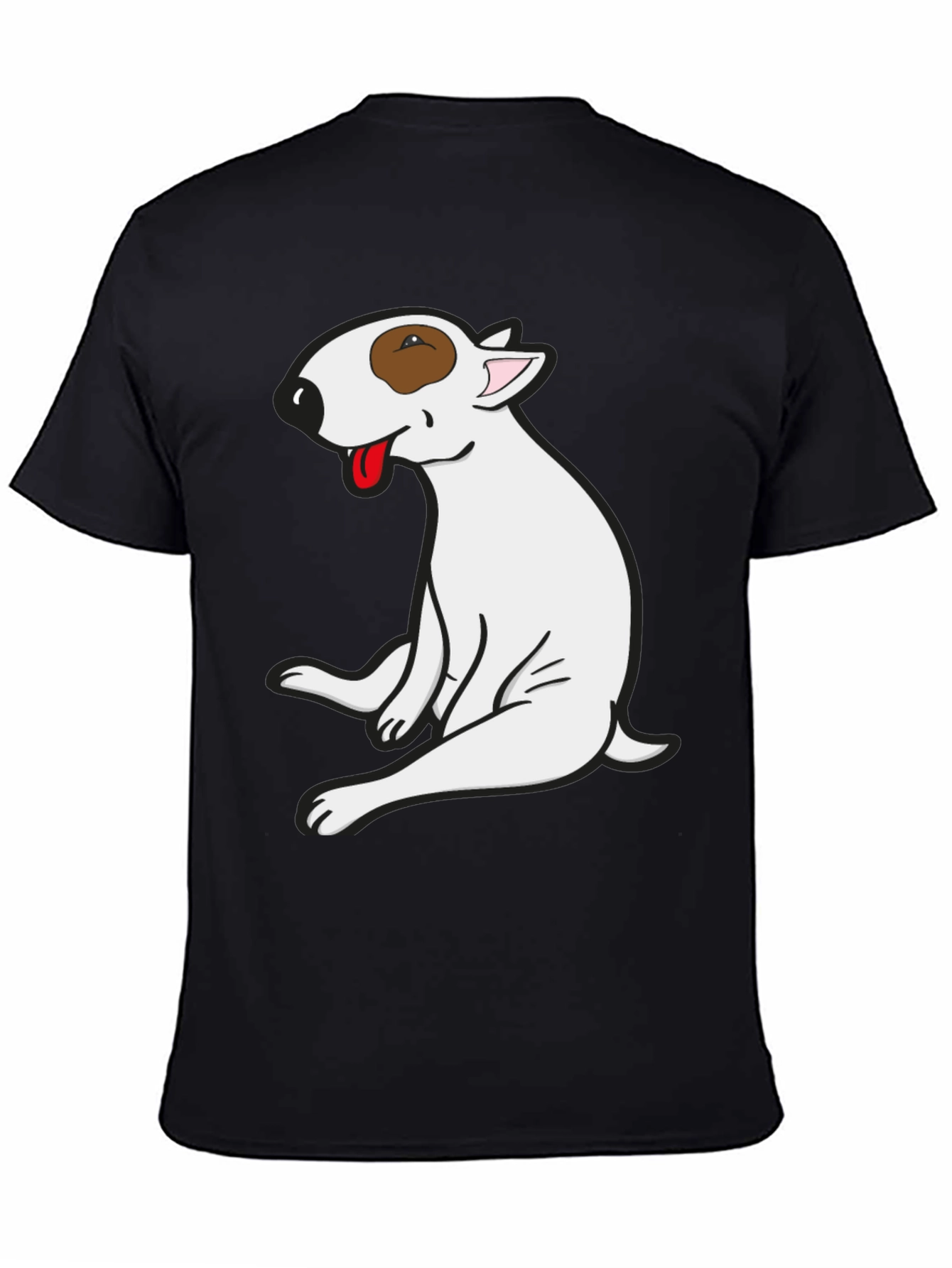 Black Bull Terrier Graphic Tee - Black Cotton T-Shirt view 4