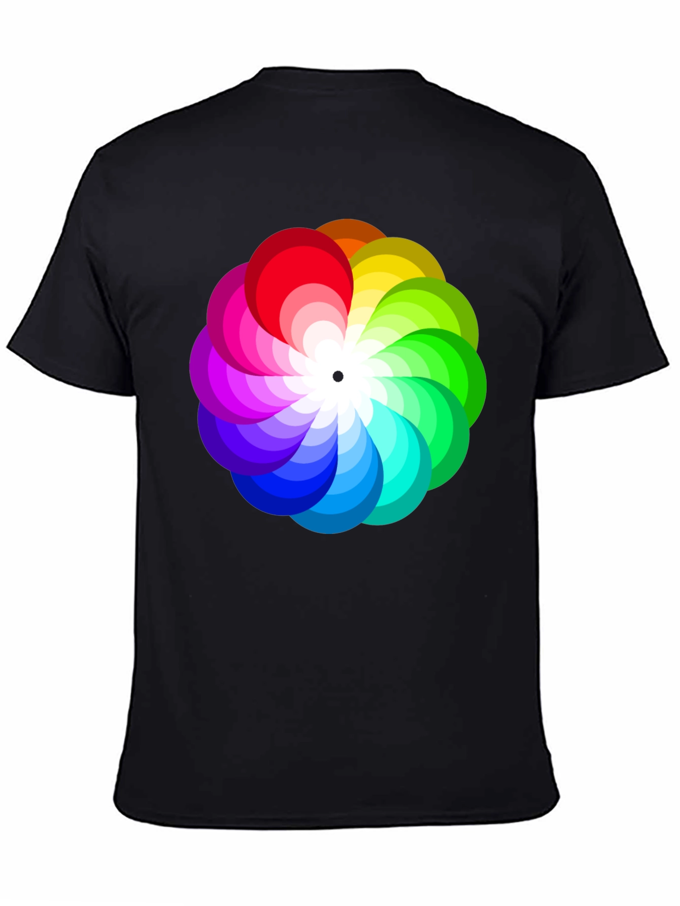 Black Vibrant Rainbow Flower Graphic T-Shirt - Stylish Men's Tee view 4