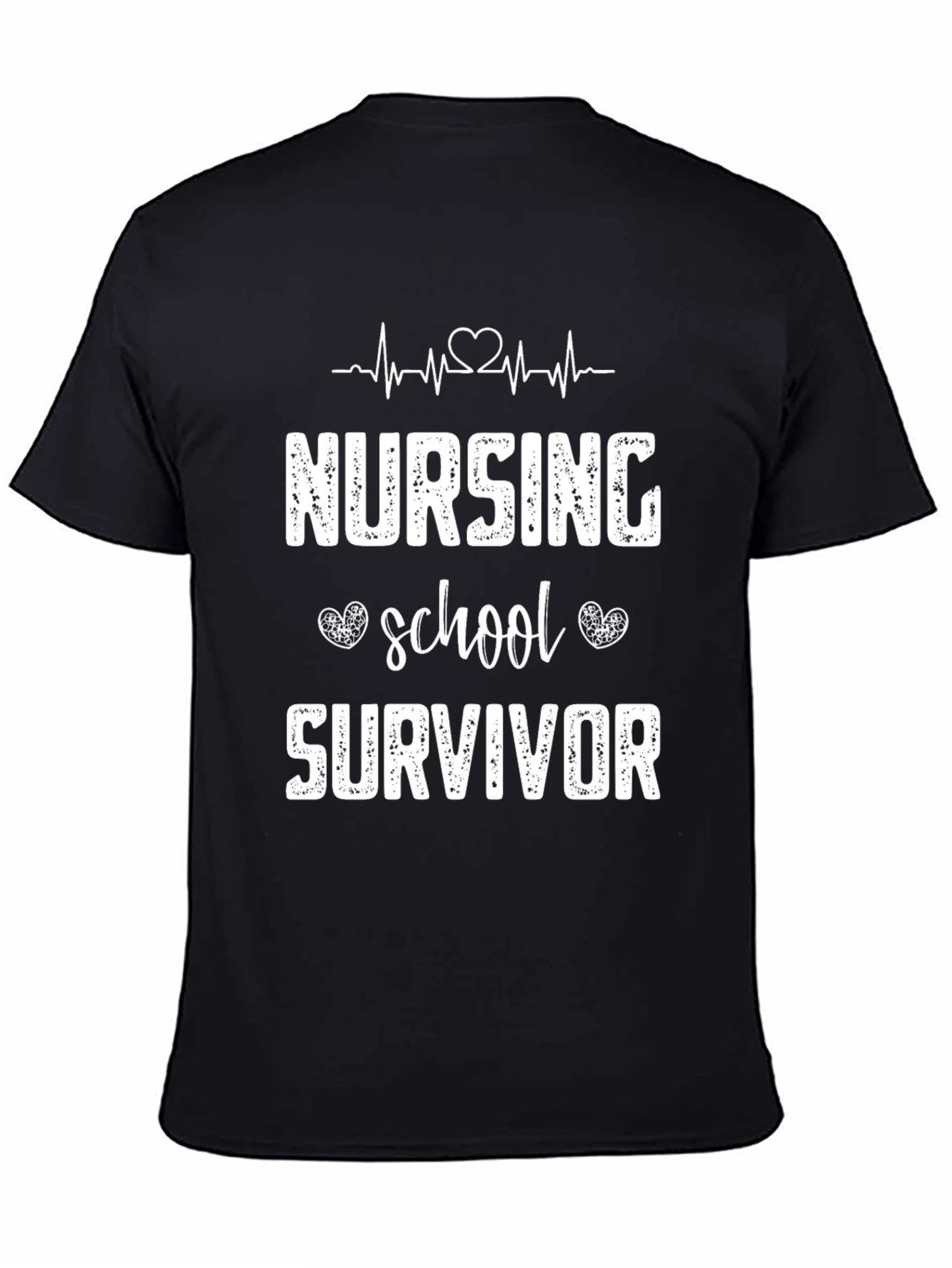 Black Nursing School Survivor T-Shirt - Black view 4