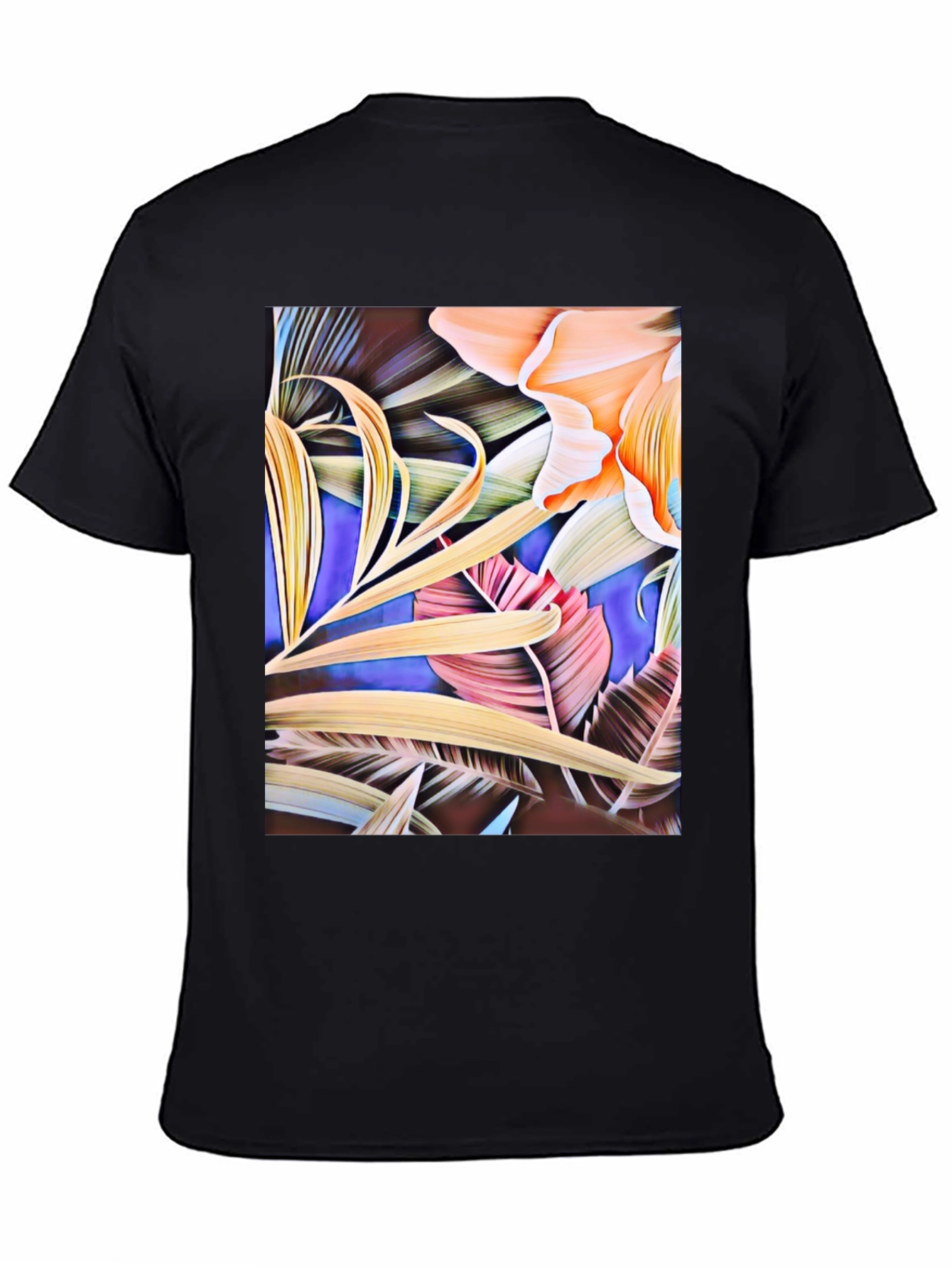 Black Floral Print Black Graphic T-Shirt view 4