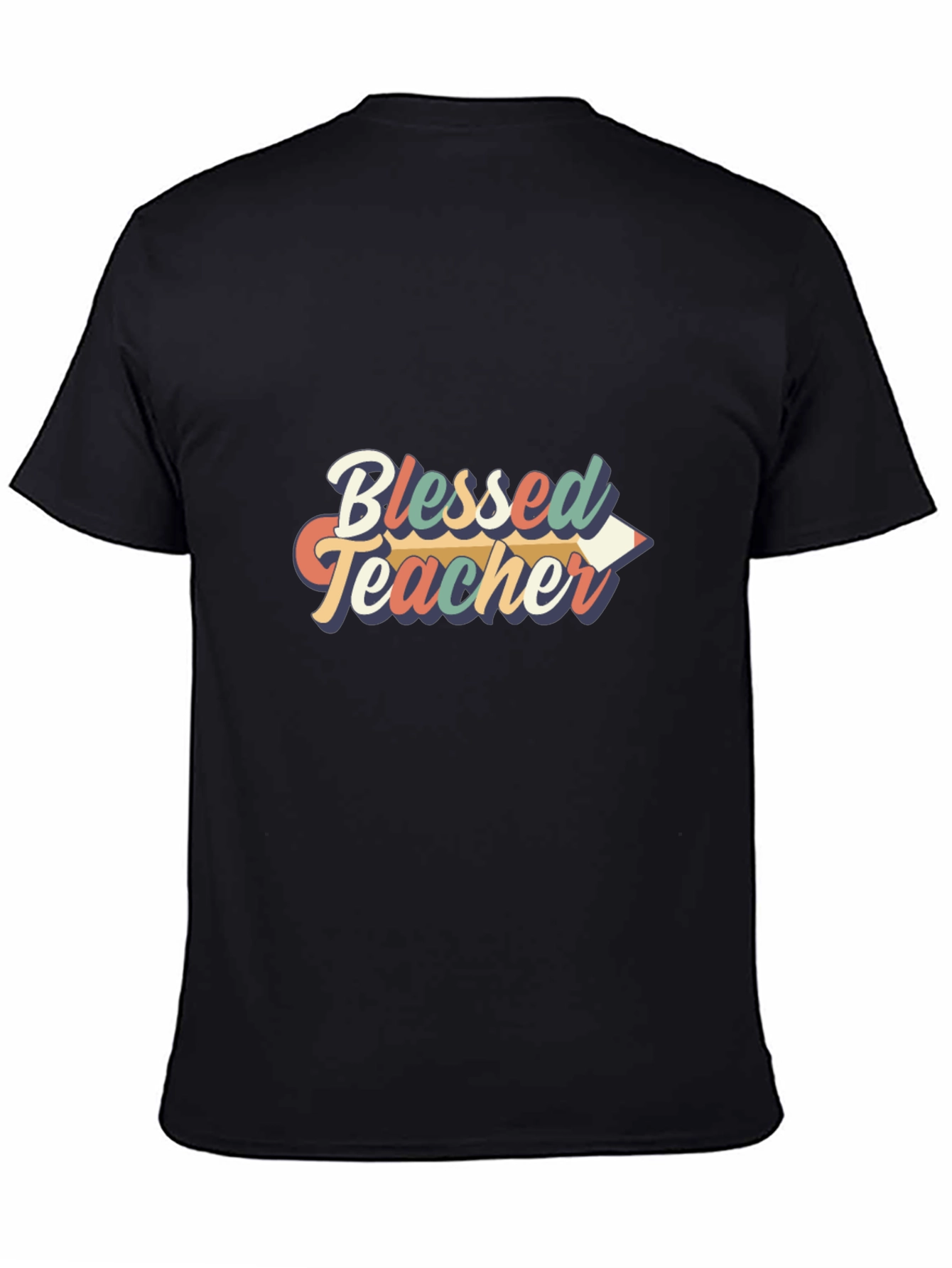 Black Blessed Teacher Graphic Tee - Unisex Crewneck T-Shirt view 4