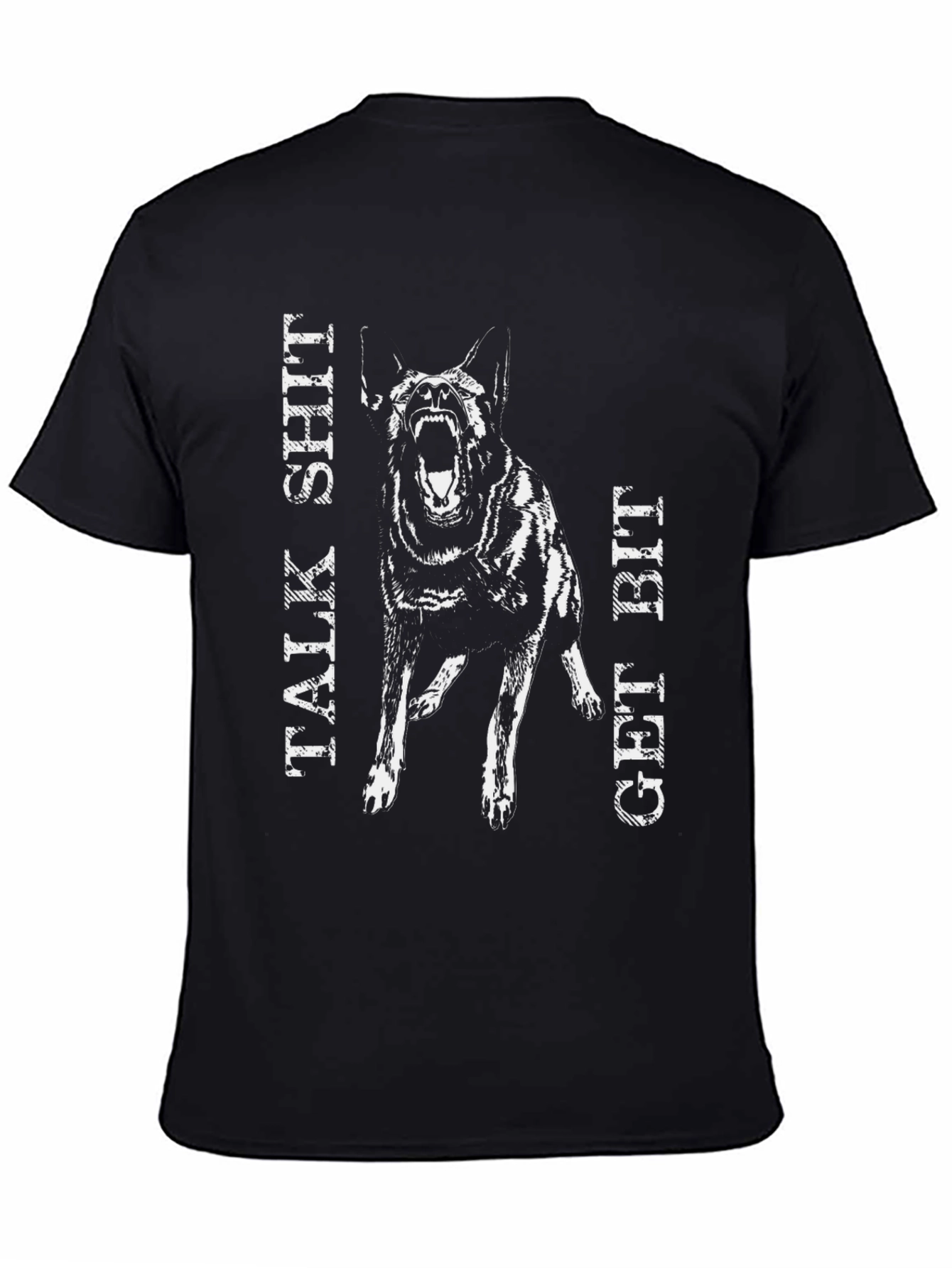 Black Talk Shit Get Bit Black Dog Graphic T-Shirt view 4