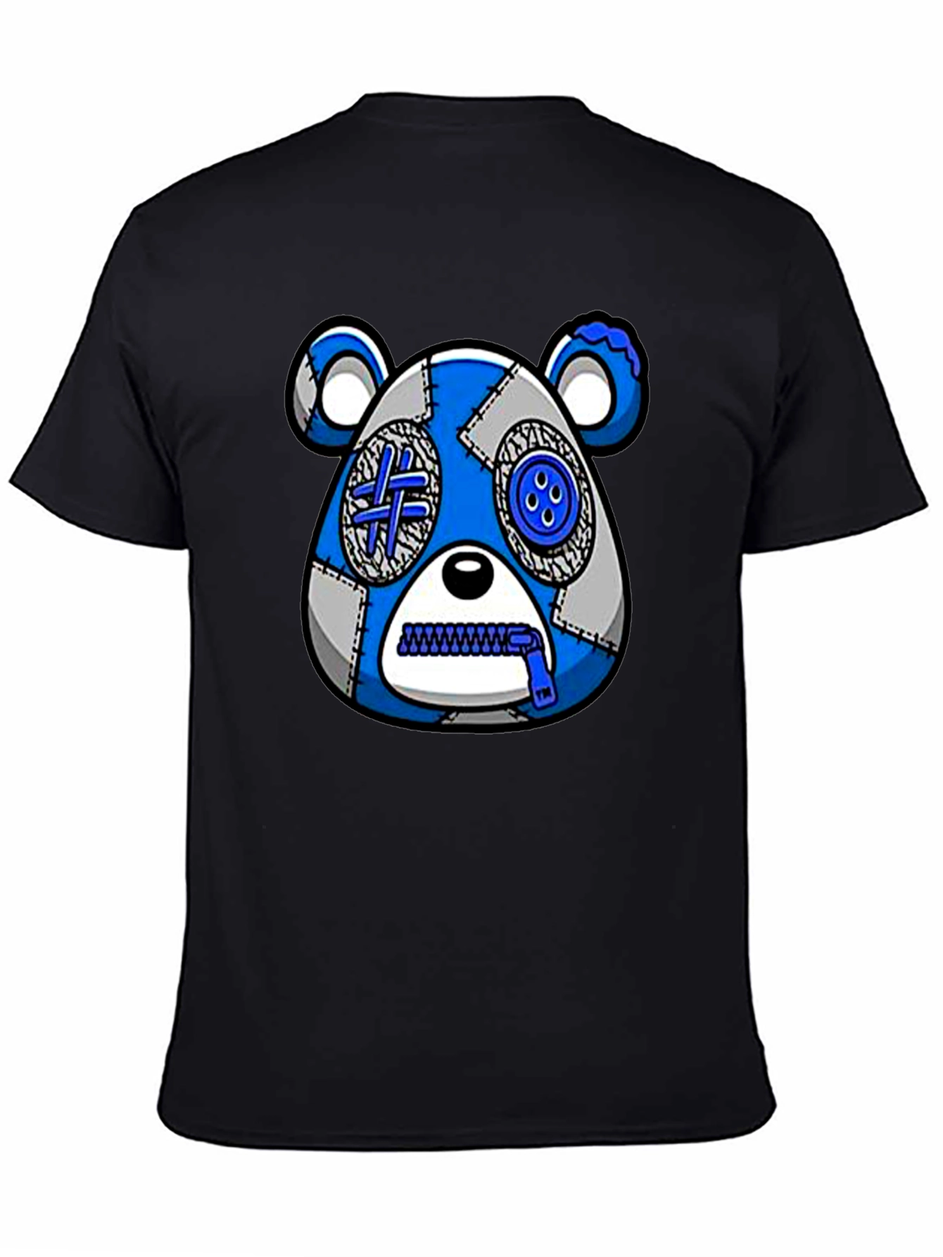 Black Unique Bear Graphic Print Crew Neck T-Shirt view 4