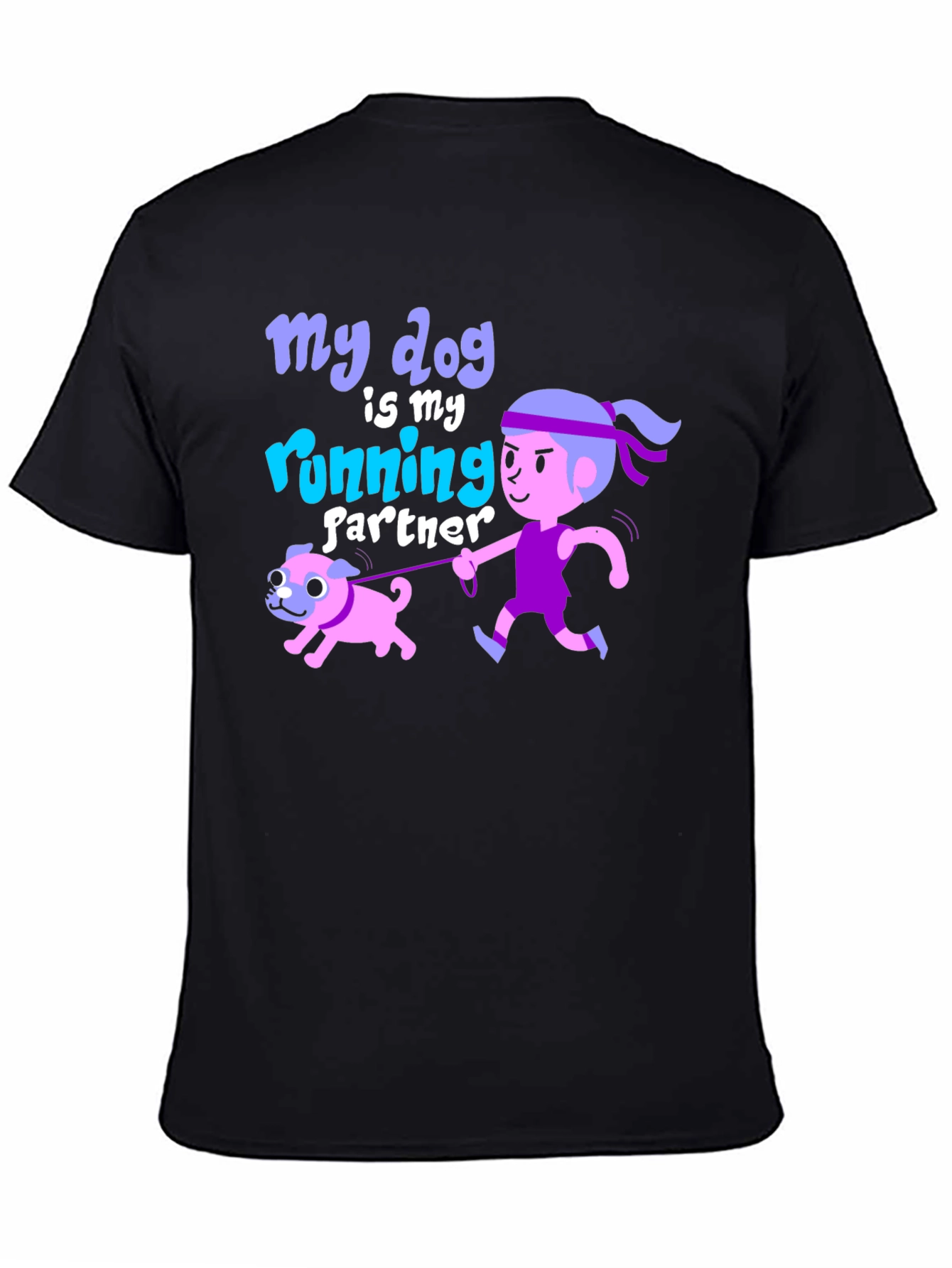 Black Dog Running Partner Graphic Tee - Fun Animal Lover Shirt view 4