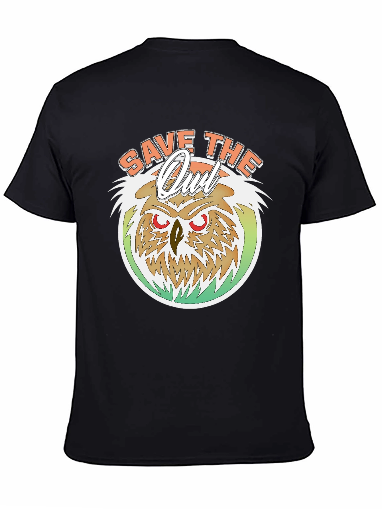 Black Save The Owl T-Shirt -  Eco-Friendly Graphic Tee view 4
