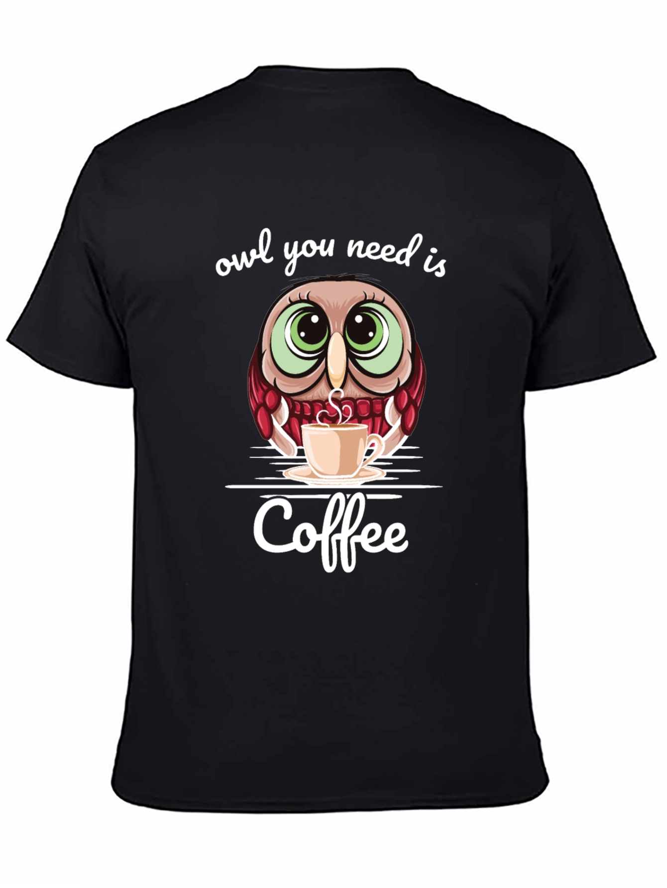 Black Owl You Need Is Coffee Graphic Tee view 4