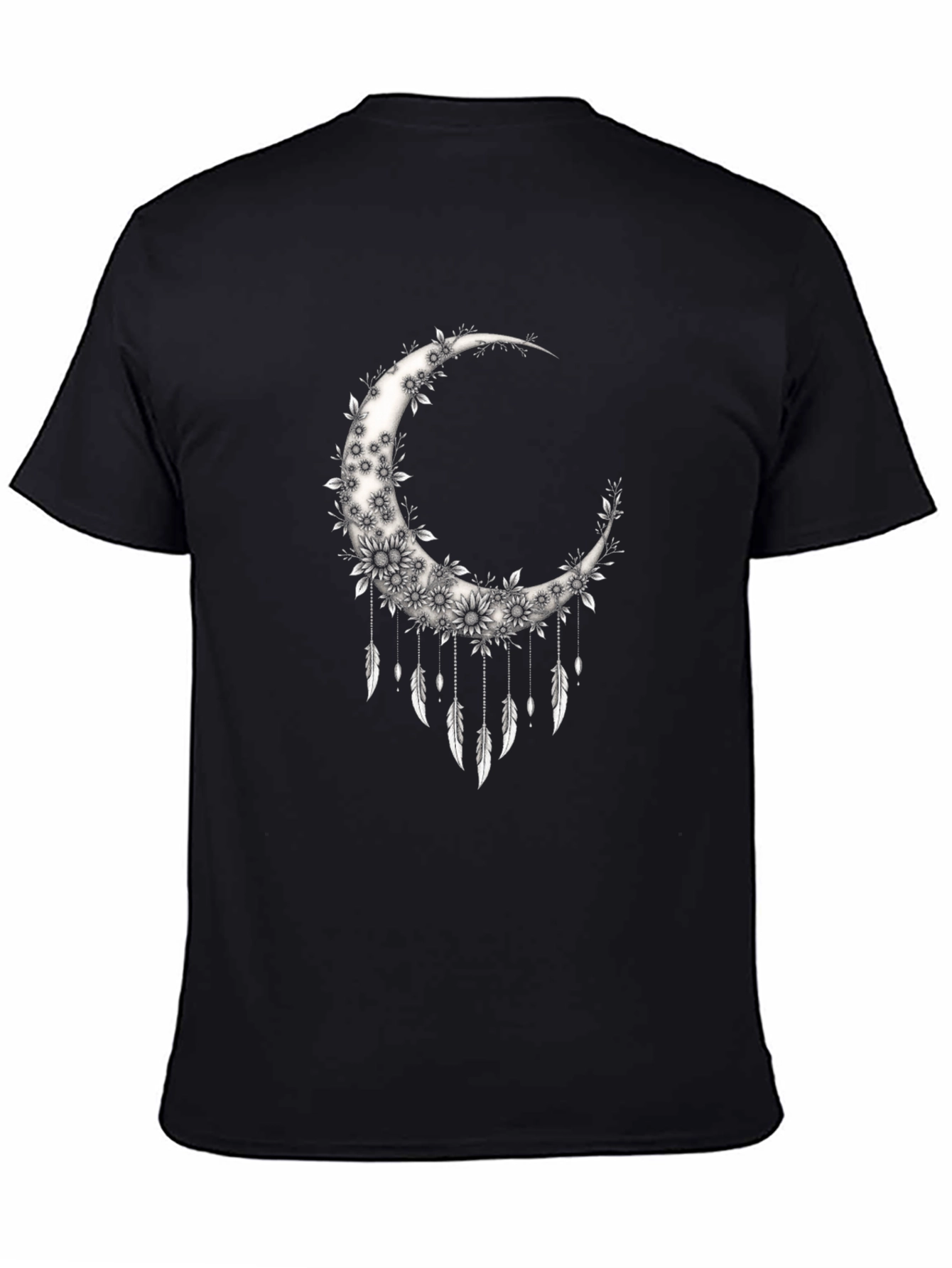 Black Floral Moon Dreamcatcher Graphic Tee view 4
