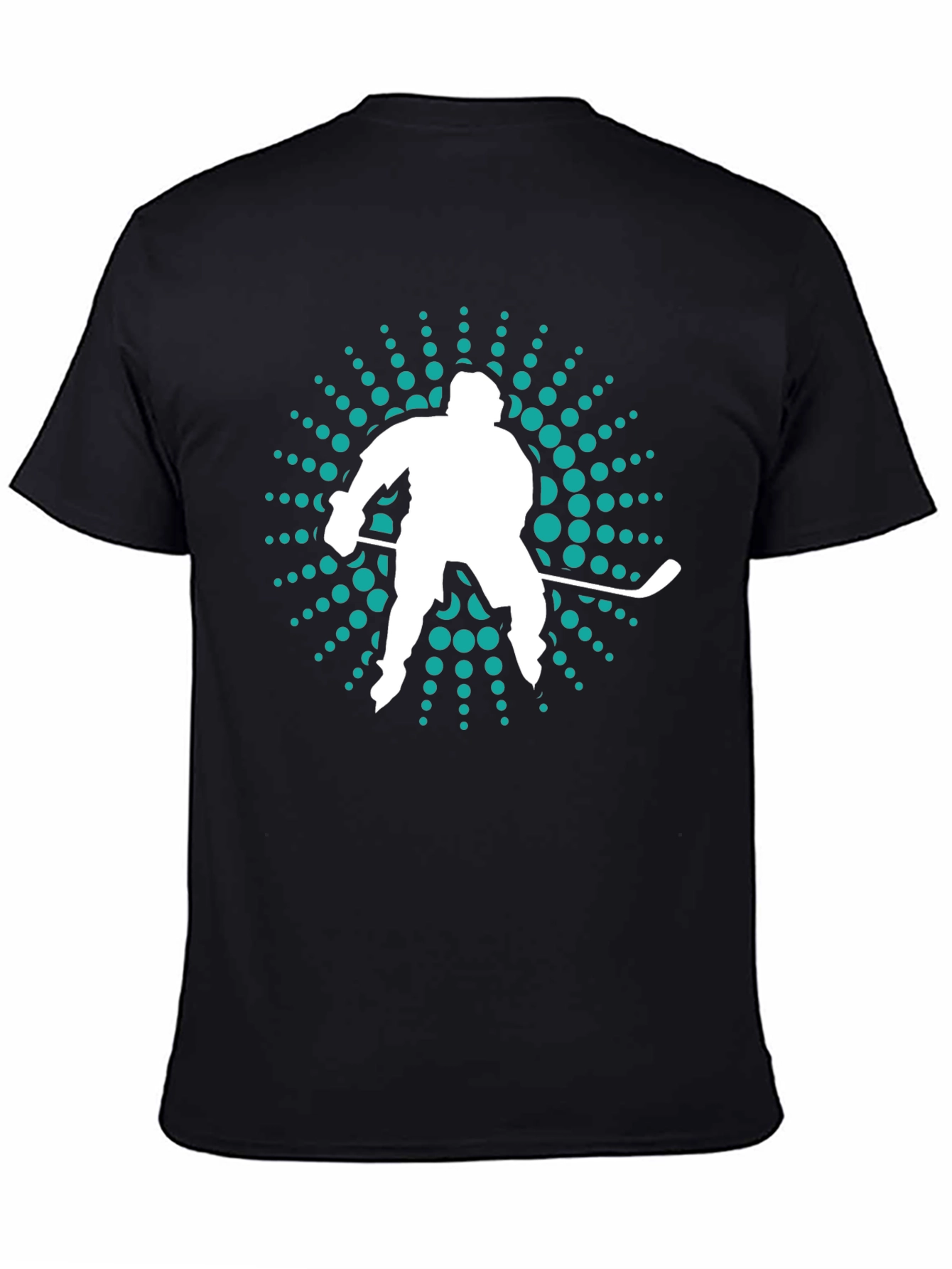Black Hockey Player Graphic Tee - Sporty Men's T-Shirt view 4