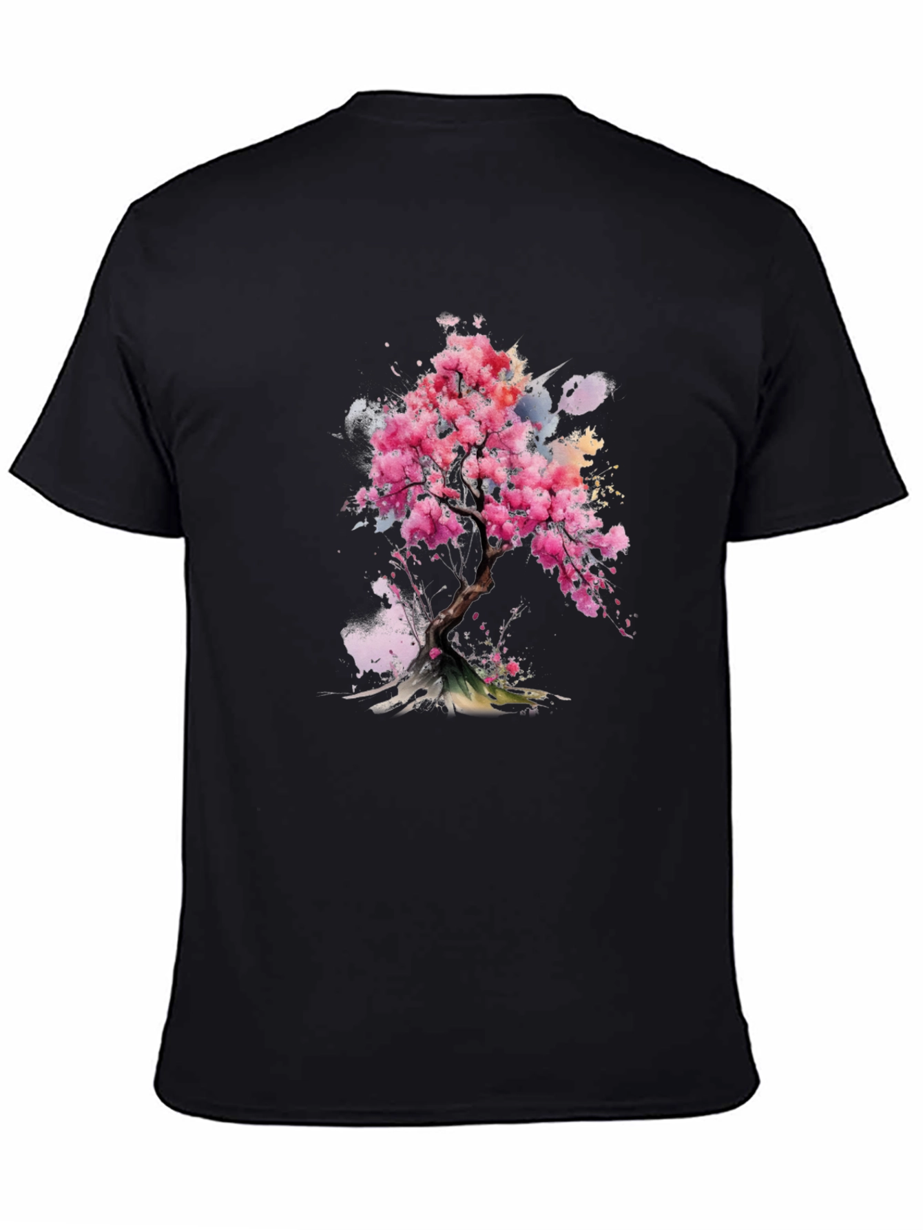 Black Sakura Blossom Tee - Artistic Floral Print view 4