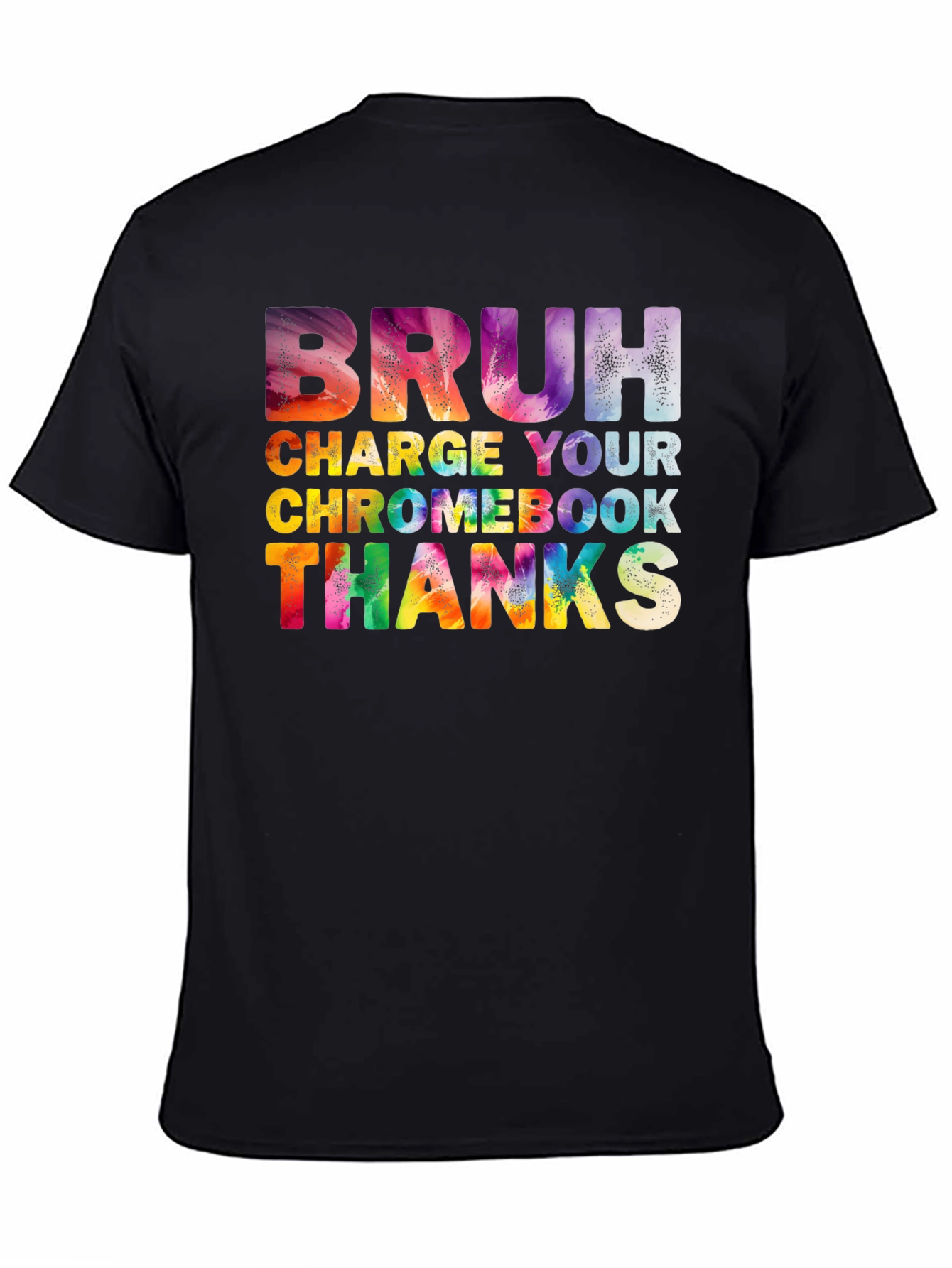 Black Bruh Charge Your Chromebook Graphic T-Shirt view 4