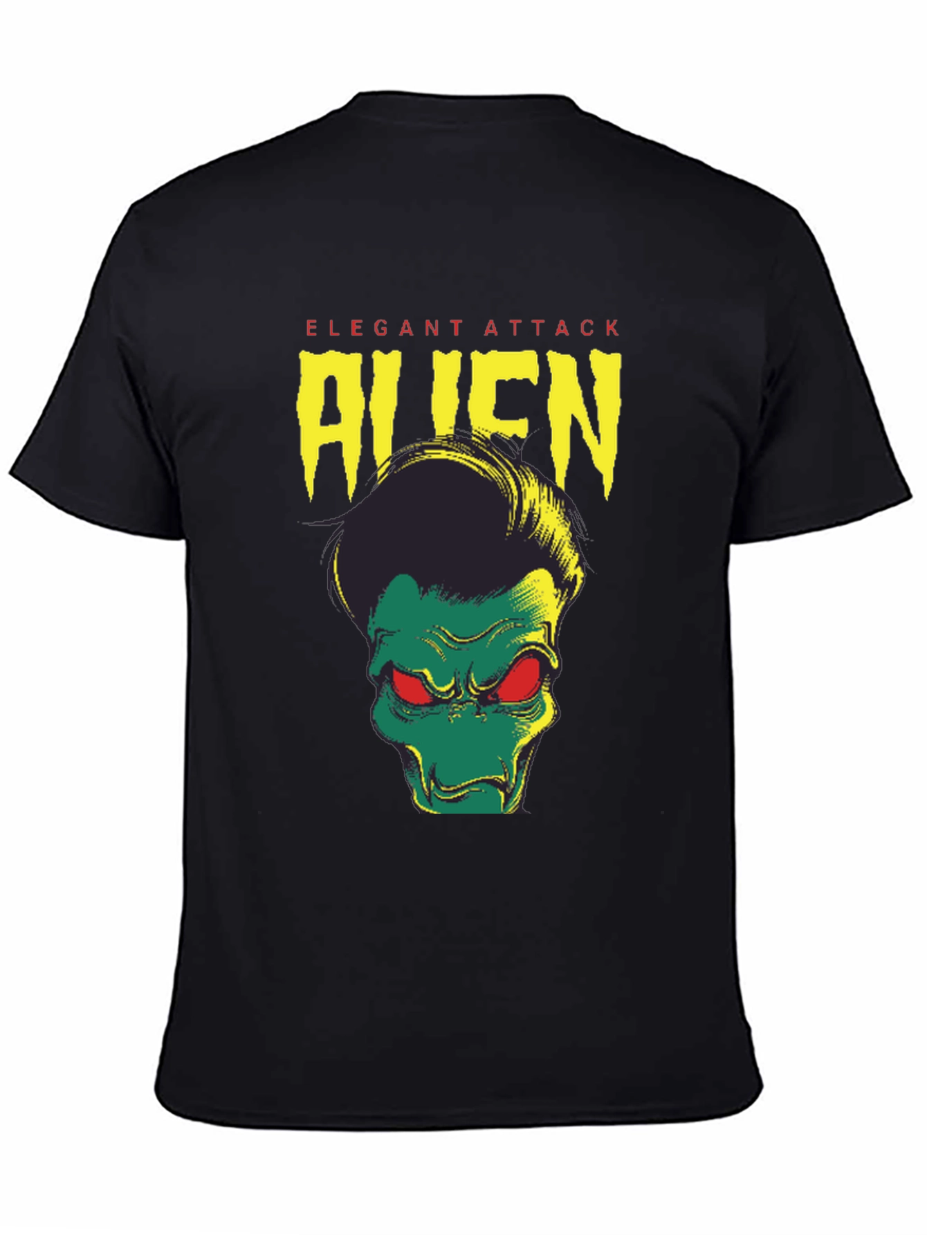 Black Elegant Attack Alien Graphic Tee - Black view 4