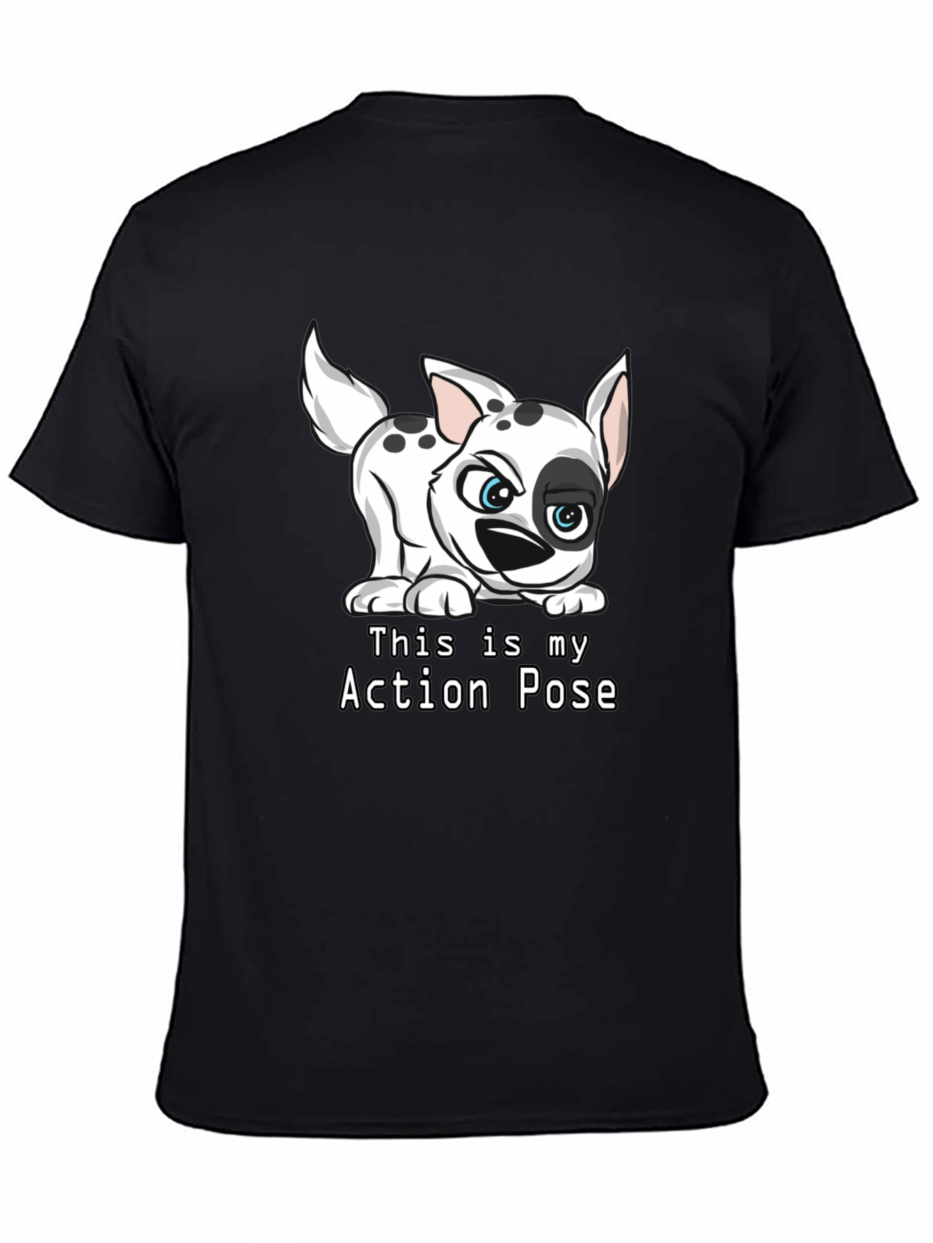 Black Dalmatian Action Pose Black T-Shirt view 4