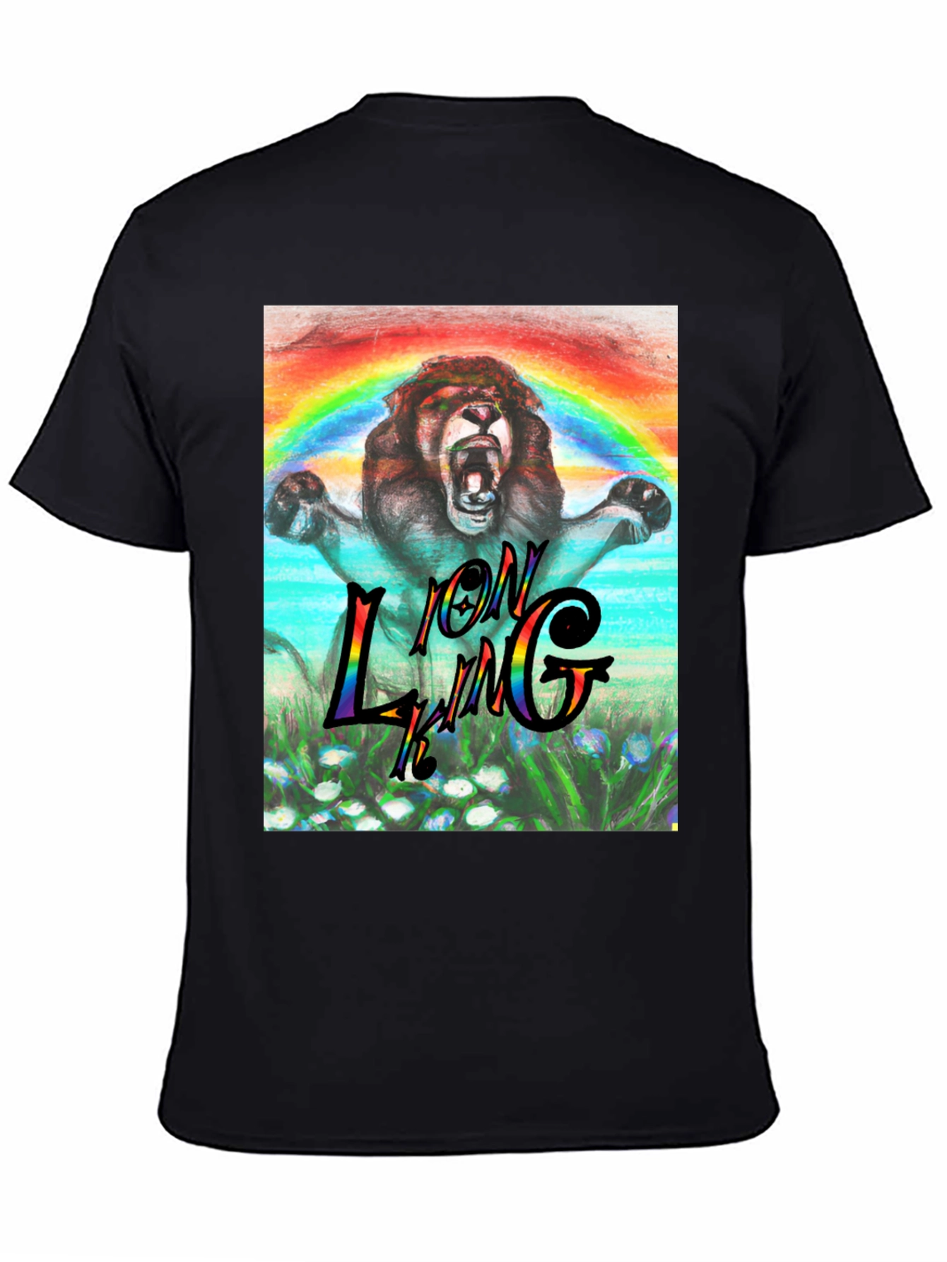 Black Lion King Rainbow Graphic Tee - Black view 4