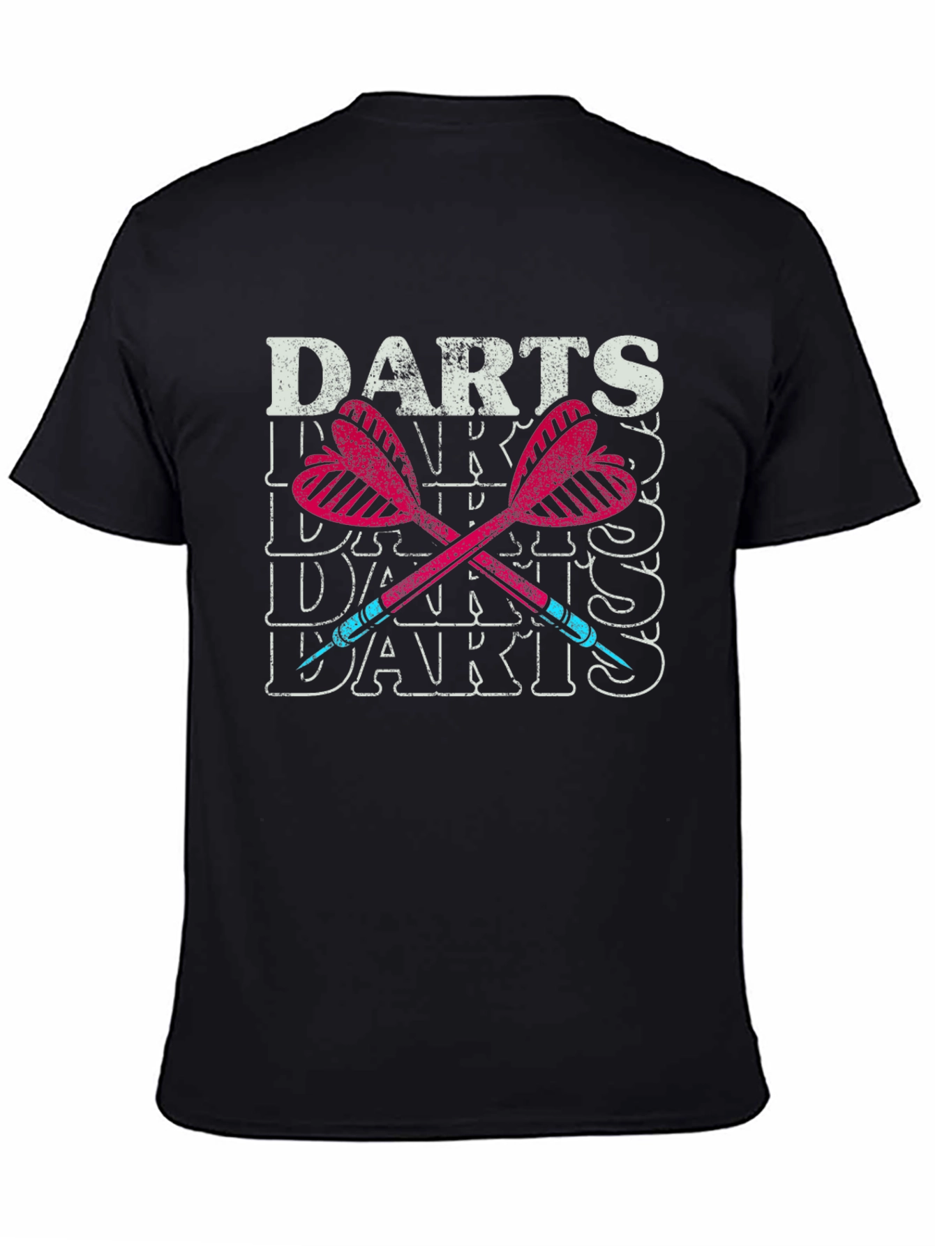 Black Darts Graphic Tee - Vintage Style Dart Player T-Shirt view 4