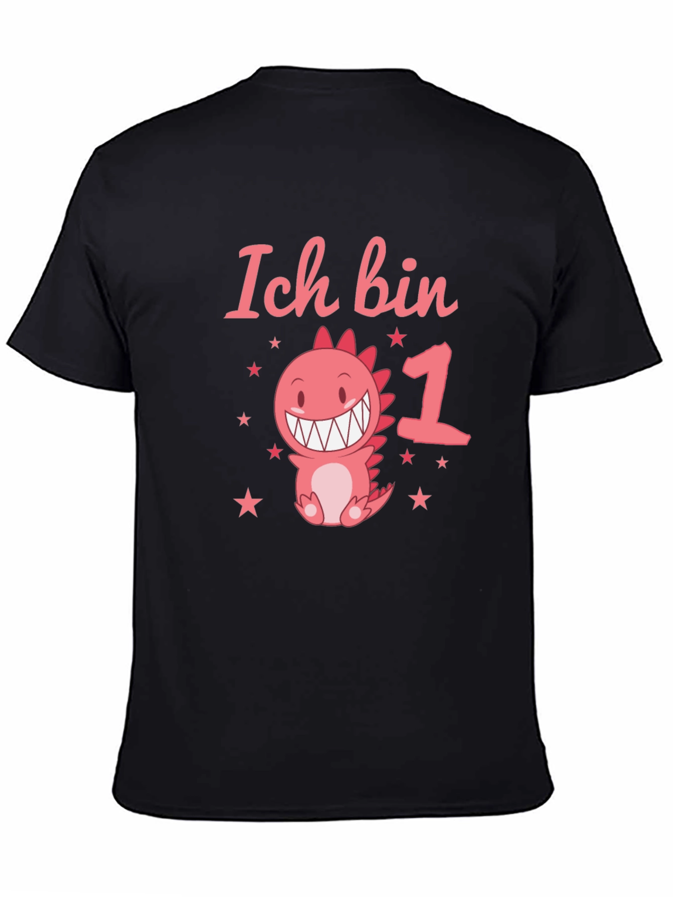Black Ich Bin 1st Birthday Dinosaur T-Shirt view 4