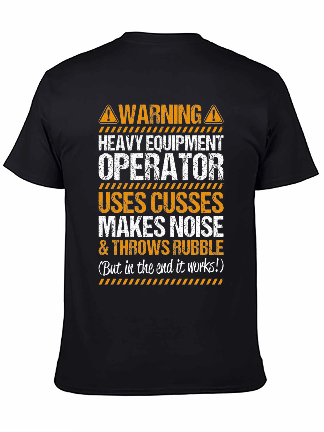 Black Warning Heavy Equipment Operator T-Shirt view 4