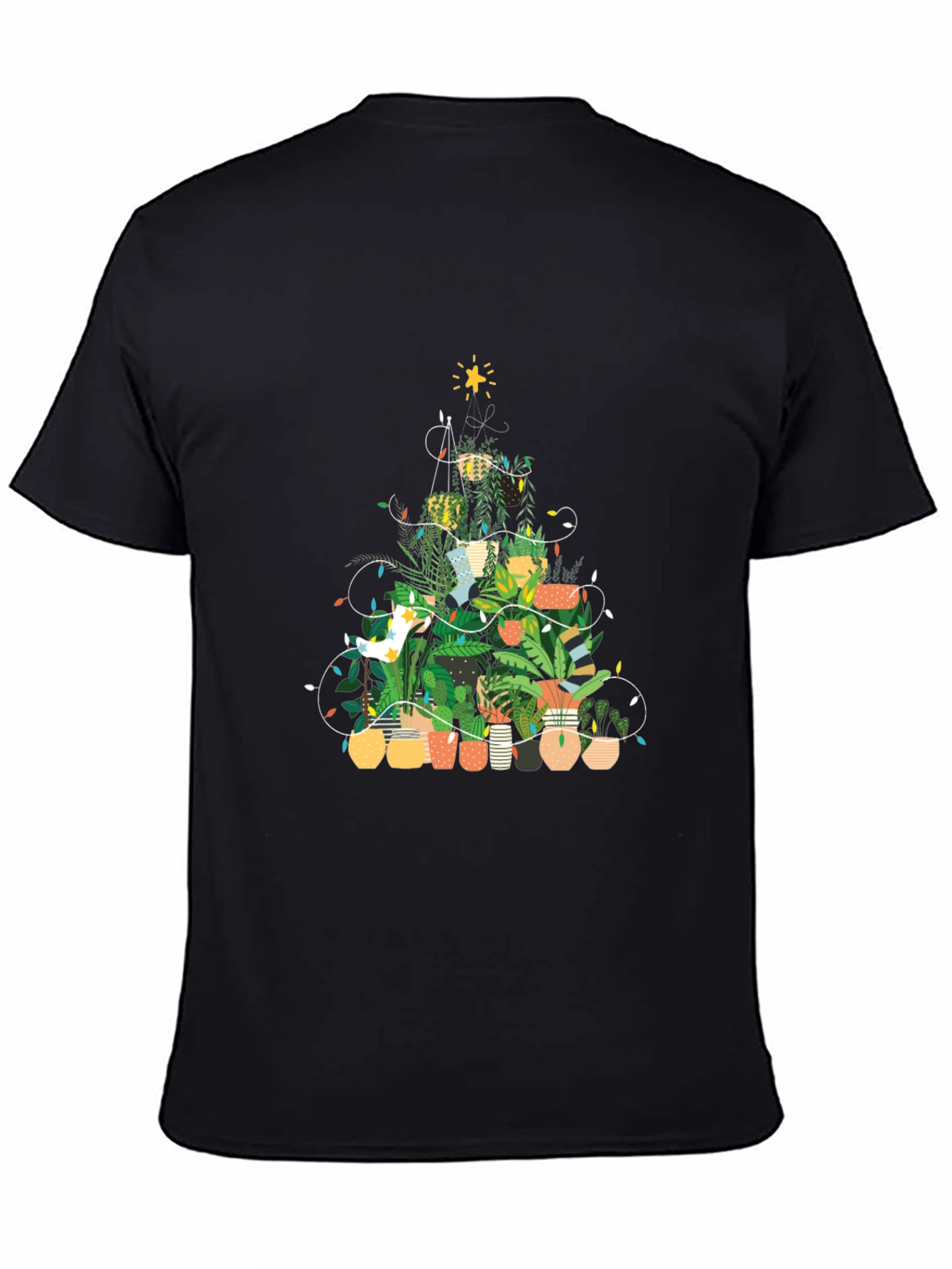 Black Plant Christmas Tree Graphic Tee view 4