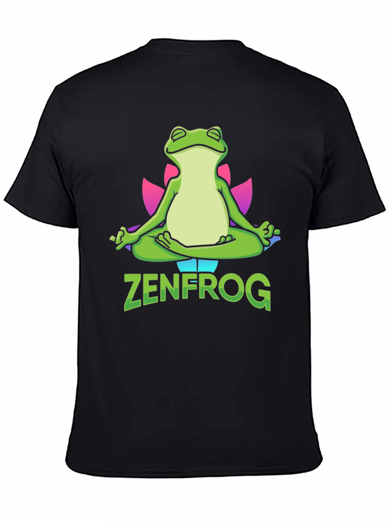 Black Zen Frog Graphic T-Shirt - Meditating Amphibian Tee view 4