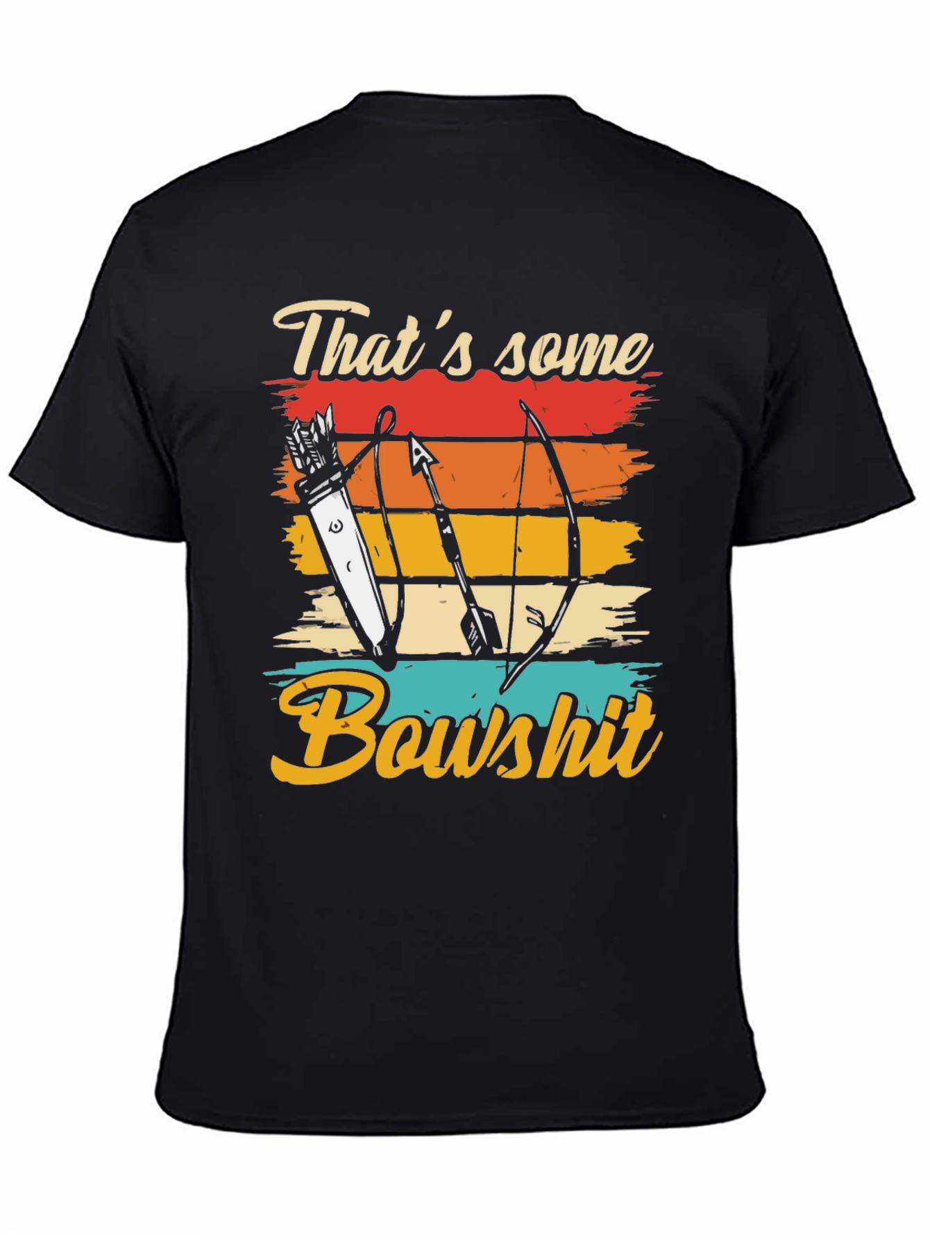 Black That's Some Bowshit T-Shirt Archery Arrow Retro Design view 4