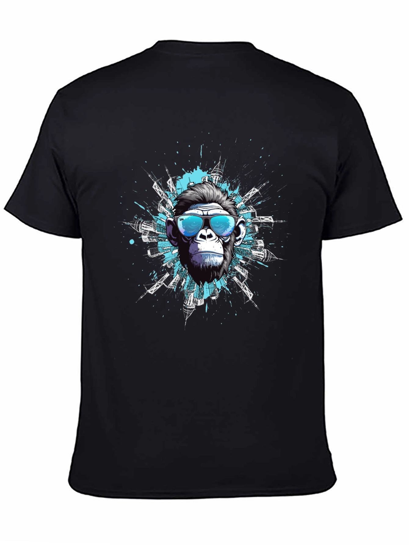 Cool Ape Cityscape Graphic Tee - Black Cotton T-Shirt - 4