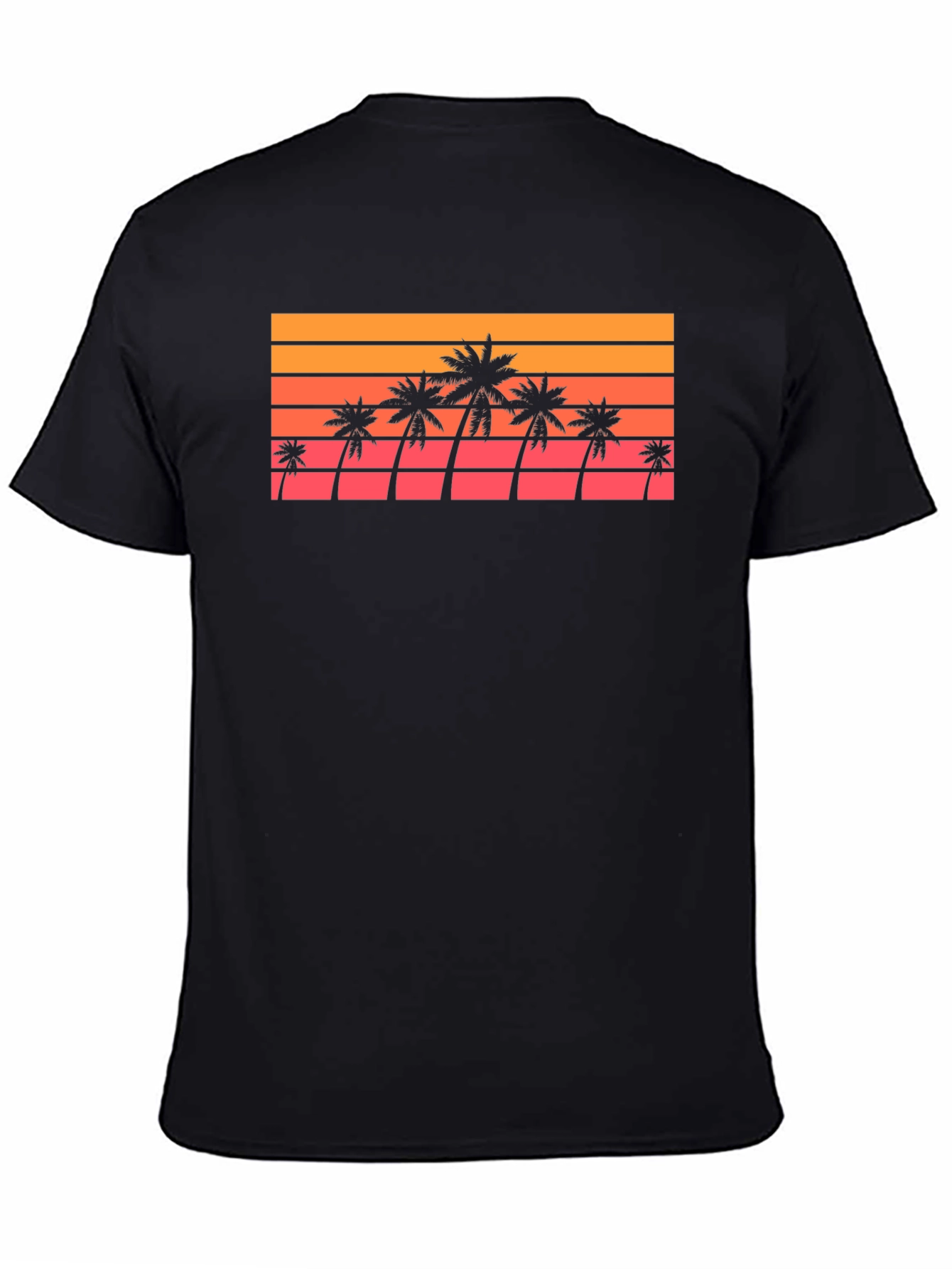 Black Retro Palm Tree Sunset T-Shirt view 4