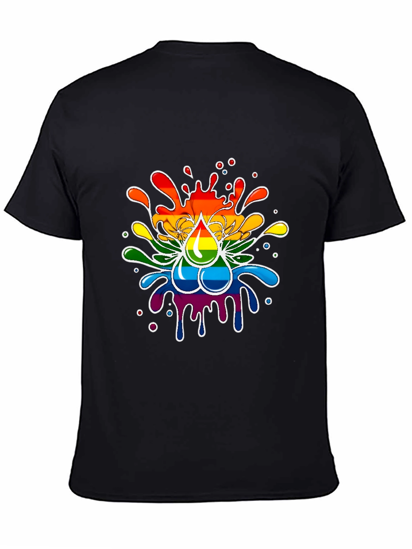 Black Rainbow Splash T-Shirt - Pride Inspired Design view 4