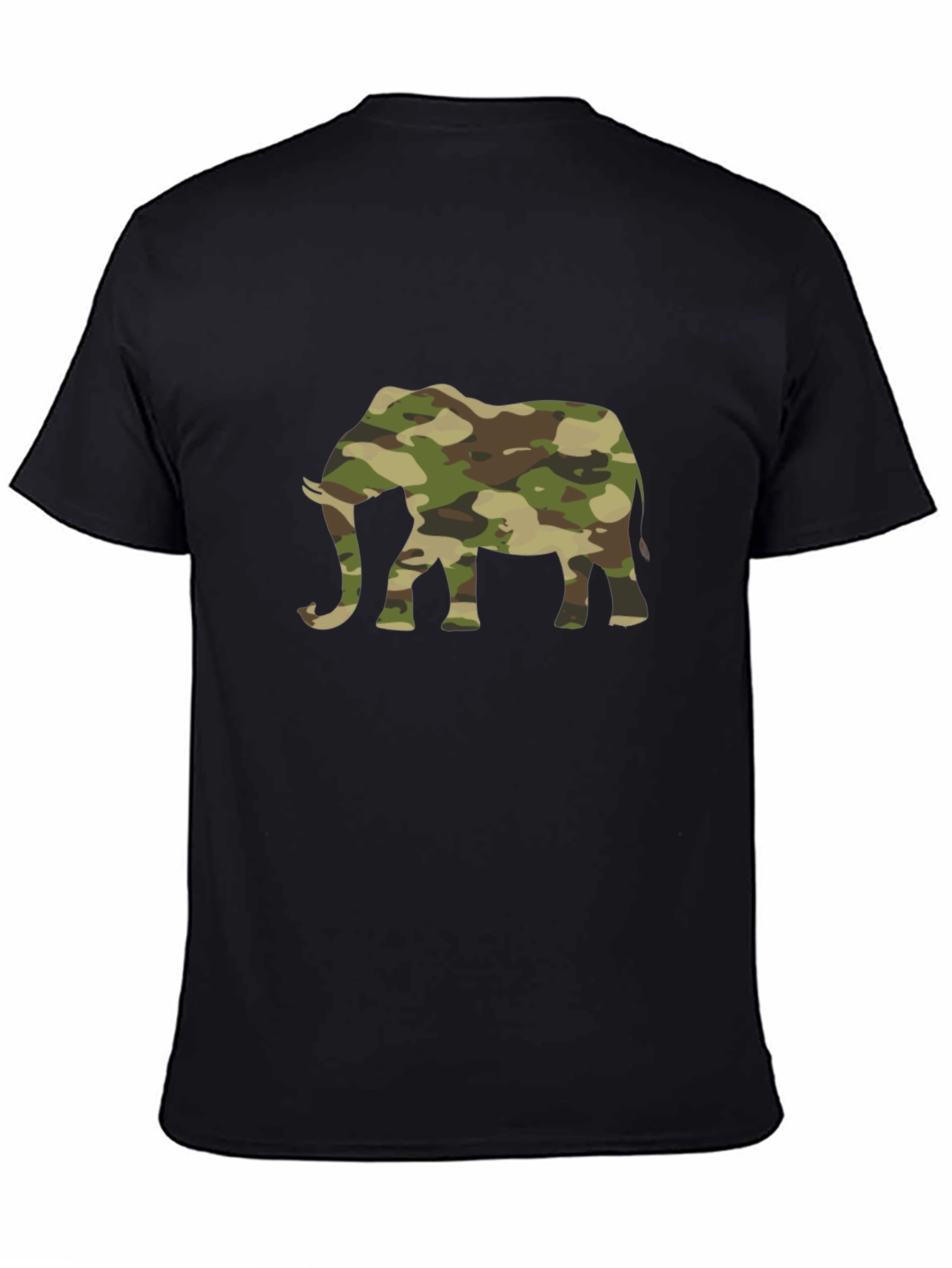 Black Camo Elephant Graphic Tee - Trendy Casual Style view 4