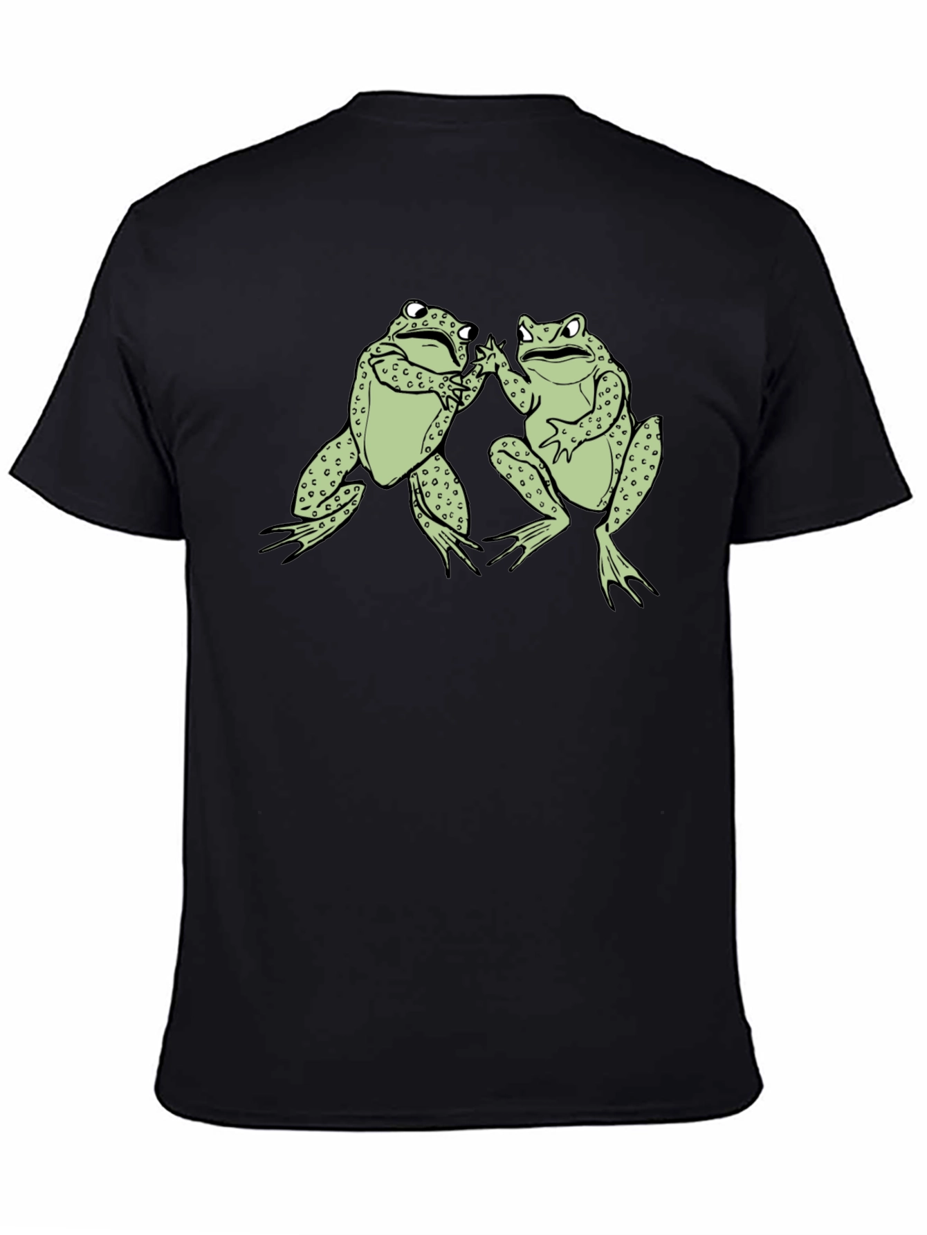 Black Funny Frog High Five Graphic Black T-Shirt view 4