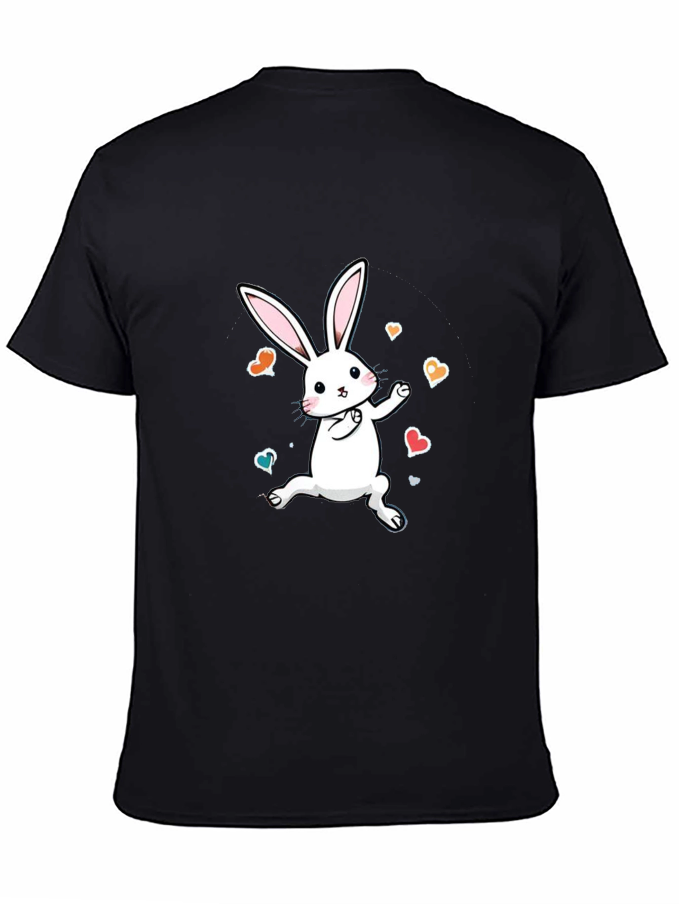 Black Cute Bunny Graphic Tee - Soft Cotton Comfort view 4