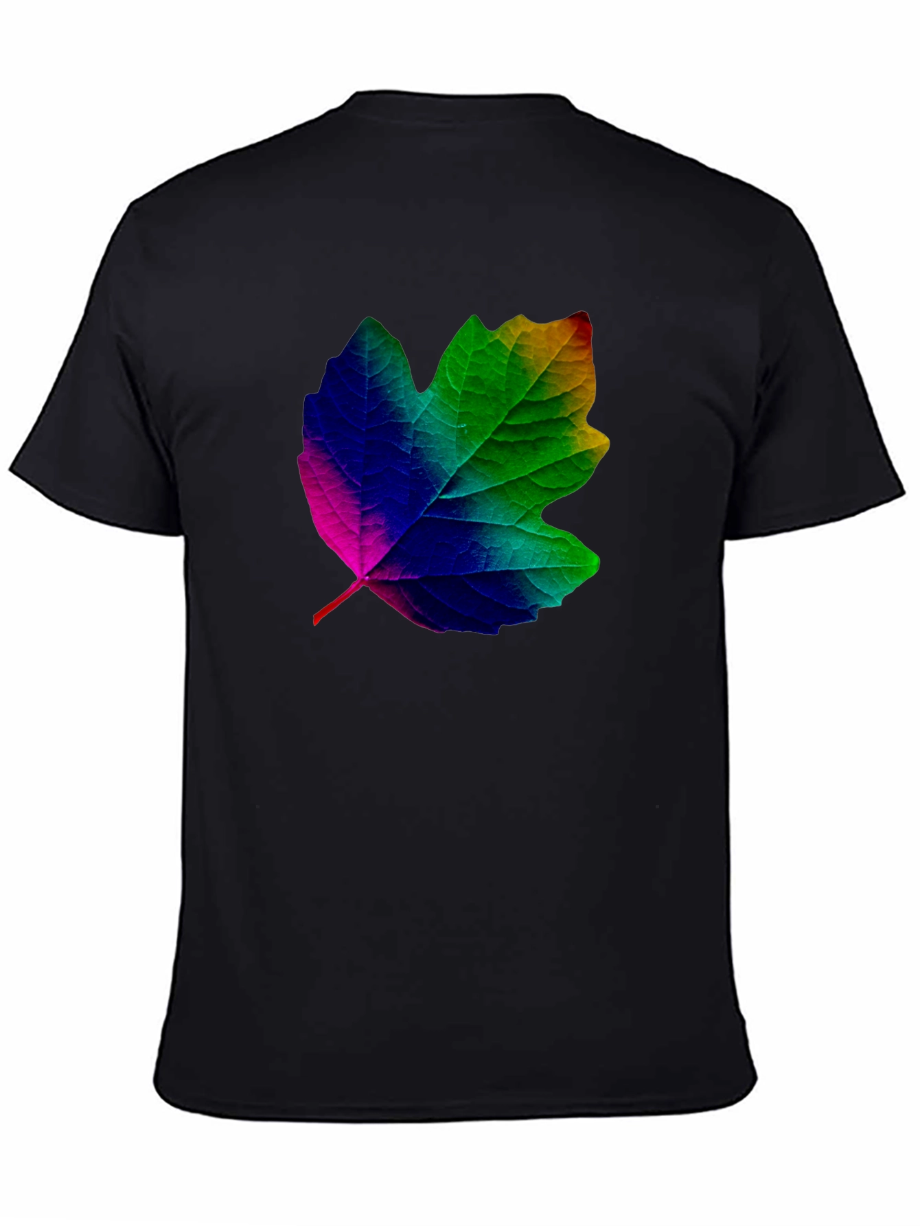 Black Rainbow Leaf Graphic T-Shirt - Unique Design view 4